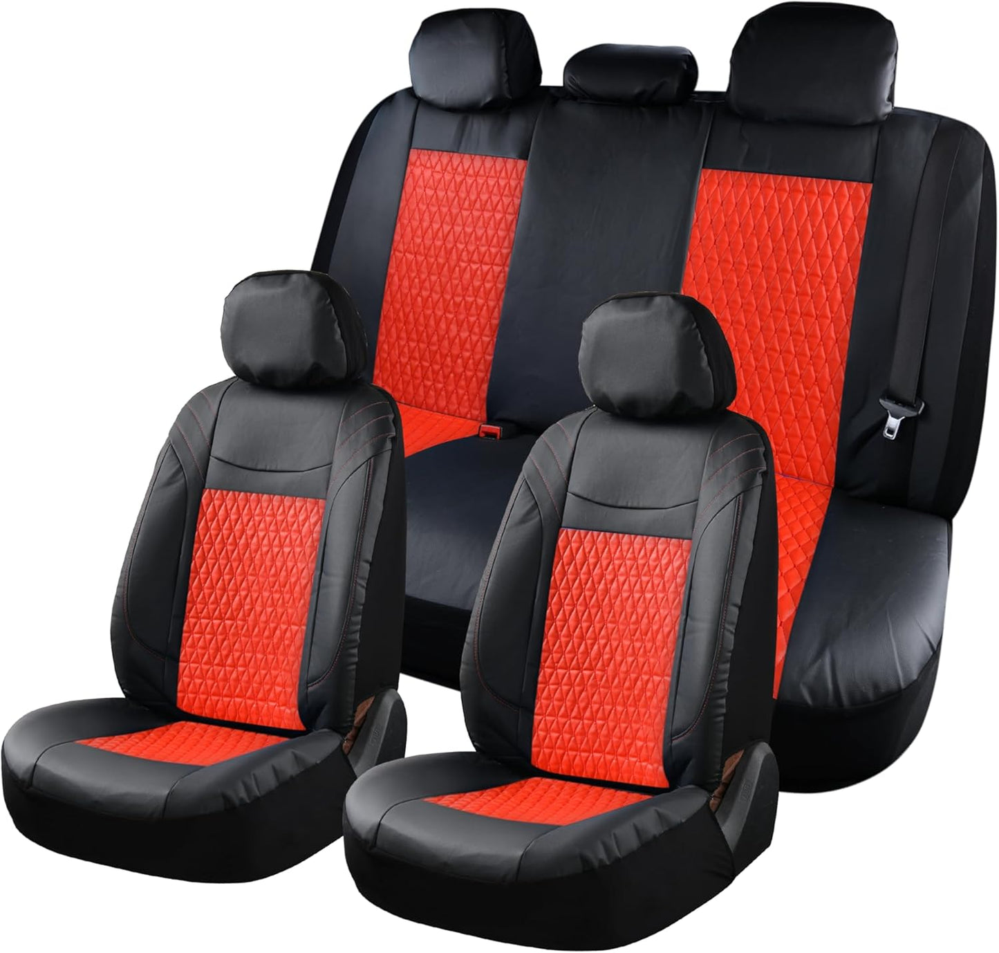Coverado Car Seat Covers Full Set, 11 Pieces Universal Seat Covers for Cars, PVC Car Seat Cushions, Auto Car Seat Protectors for Front and Rear, Driver Seat Covers Fit for Most Vehicles Black
