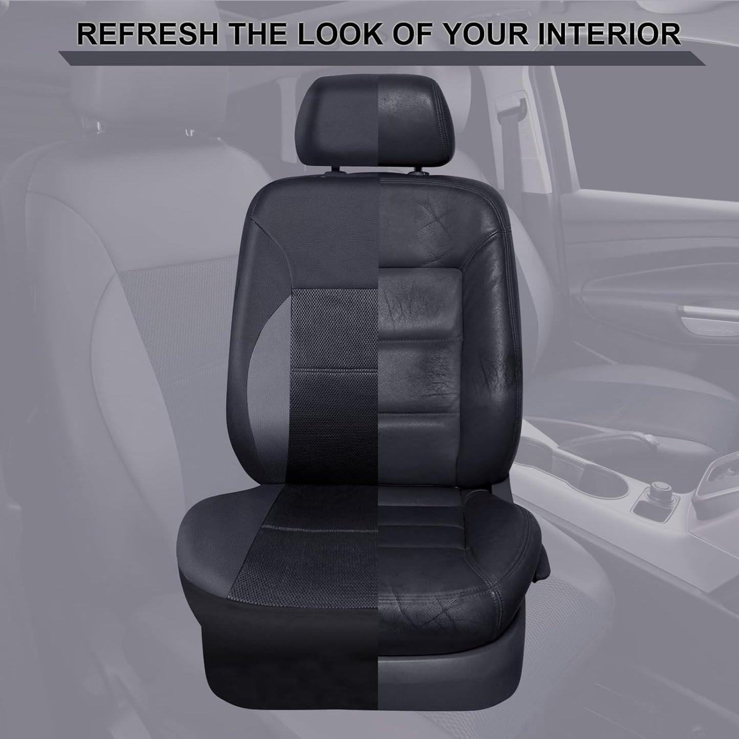 CAR PASS Luxurious PU Leather Automotive Universal Seat Covers Full Set for Vehicles,Cars,SUV,with Super 5mm Composite Sponge Inside,Airbag Compatible (Black and Black)
