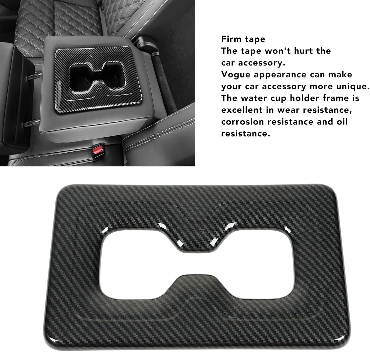 Center Console Water Cup Holder Frame, Rear Water Cup Holder Frame Cover Trim Carbon Fiber Look Replacement for Mitsubishi Outlander 2023
