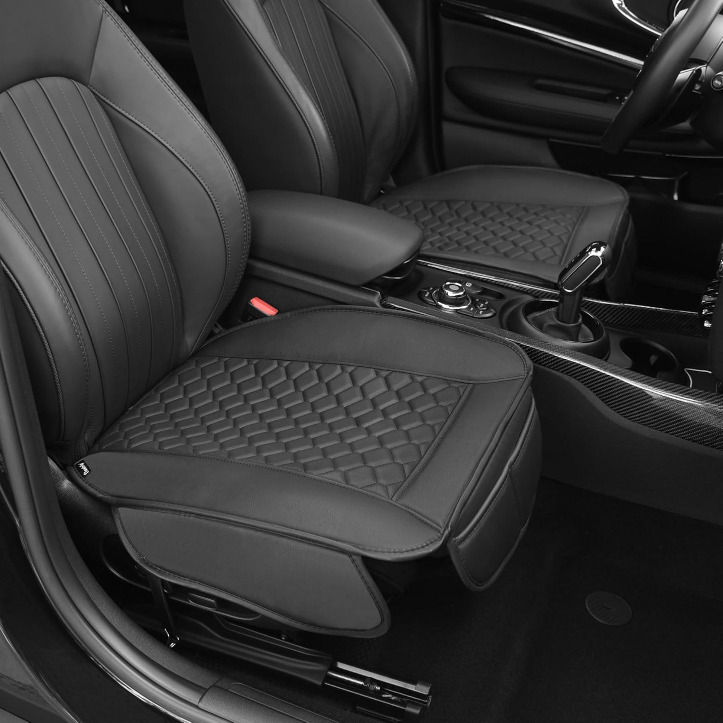 Elantrip 2PCs Front Car Seat Covers Leather Water Proof Seat Protector Universal fit for Most Cars SUVs and Trucks Black