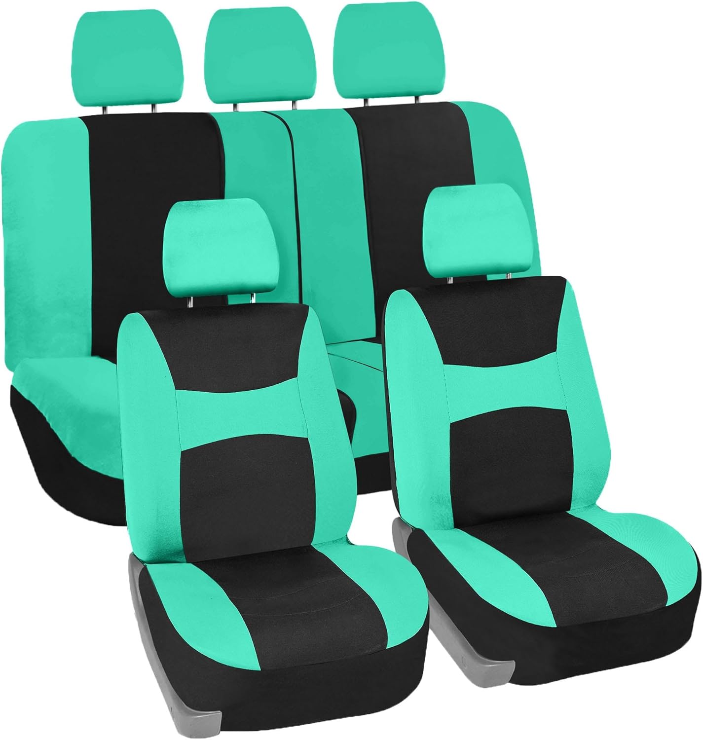 FH Group FB030BLACK115 Full Set Seat Cover (Side Airbag Compatible with Split Bench Black)
