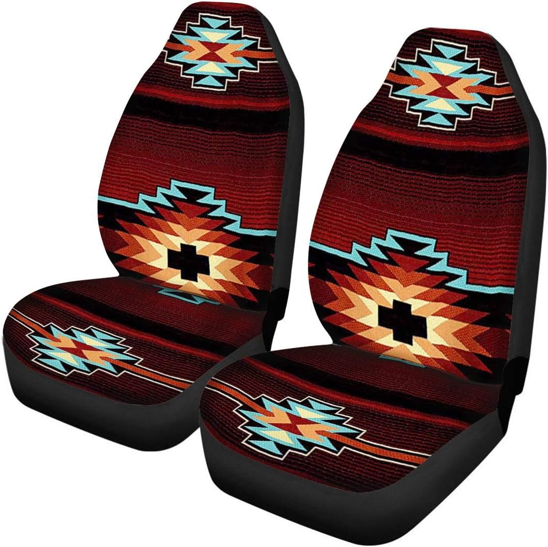 TOADDMOS Bohemian Colorful Mandala Patchwork Car Seat Covers Bucket Front Seats Protector,Universal Fit Cars,Sedan,SUV