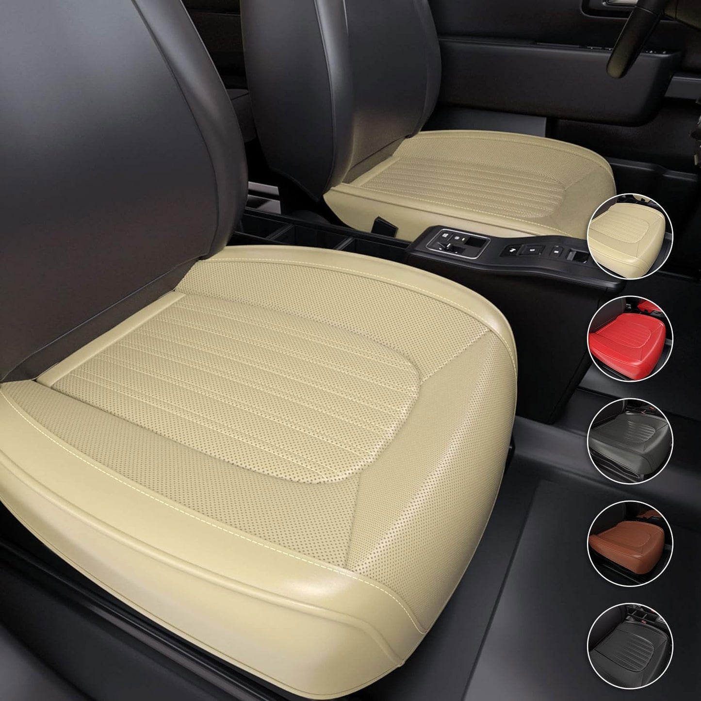 FEELON 2 Pieces ZC Car Seat Covers Front Bottom Seat Cushion Covers, Waterproof Nappa Leather, Anti-Slip and Wrap Around The Bottom, Universal Auto Interior Fit for Sedans SUV Pick-up Truck, Grey