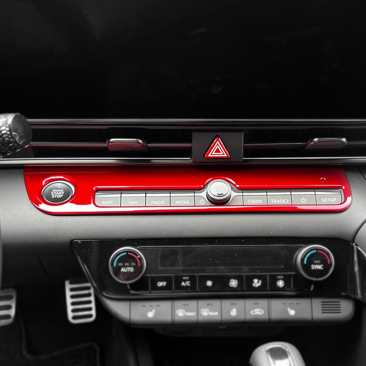 JUIVEEL Gossy Red Style One Piece Car Start Stop Button Cover Start Stop Engine Button Cover Accessories Compatible with Hyundai Elantra 2021-2025 Elantra N 2022-2025 Accessories