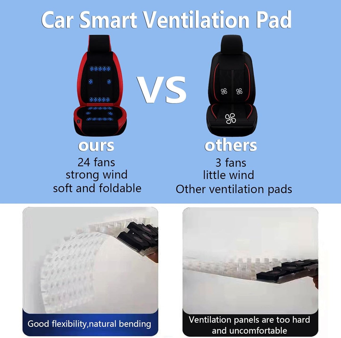 Cooling Car Seat,Car Fan Seat,12/24V System Cooling Car Seat Cushion 24 Fans 3 Cooling Speeds Anti-Sweat Universal Car Seat Covers for Summer Driving,Beige,car