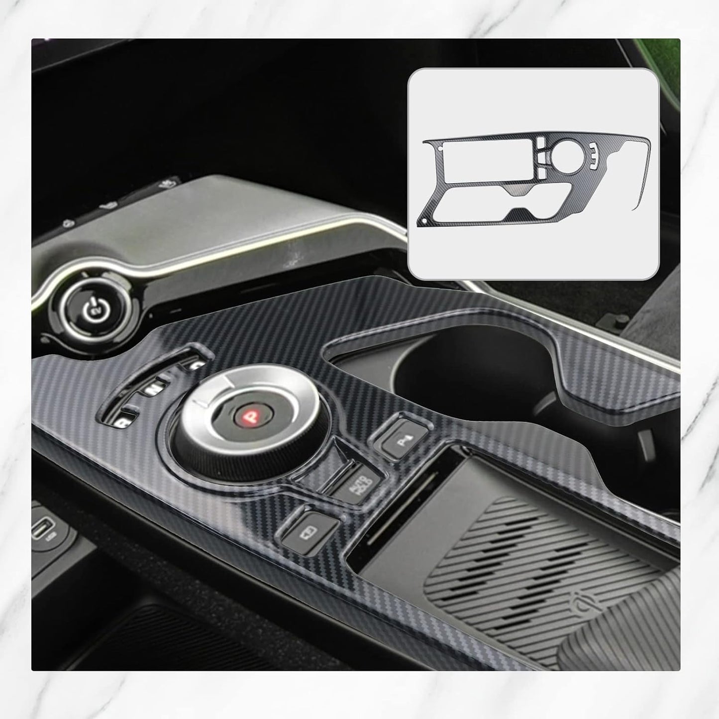 CDEFG Gear Shift Panel Cover for 2022 Kia EV6 Accessories Car Console Gear Shift Knob Panel Trim Decoration Frame Sticker Trim for 2022 EV6 Interior Accessories