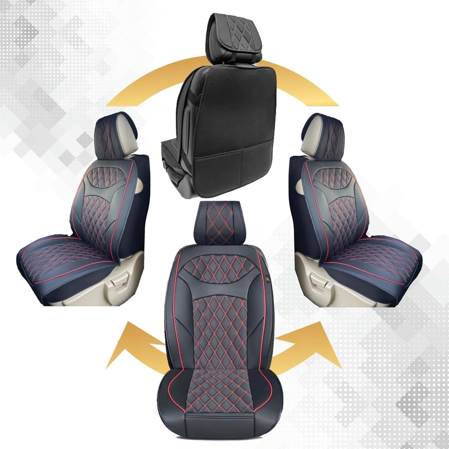 ZACKAUTO - 2 Pair Luxury PU Leather Car Seat Covers Protectors for Front Seat, Compatible with 90% Vehicles (Sedan SUV Truck Van) Front Seat, Black/Red