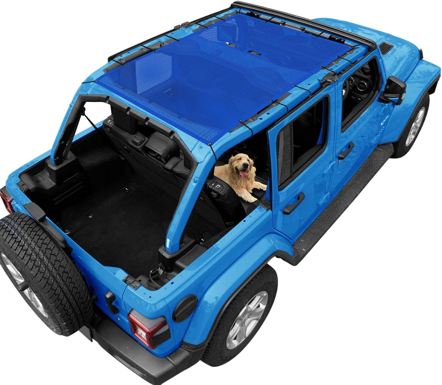 Coverspec JT Top Sun Shade Roof Compatible with Jeep Gladiator JT (2018-2023) 4 Door Jeep Sunshade Top Sunroof Bikini Cover- Blocks UV, Wind, Noise - Black Mesh for Full Length