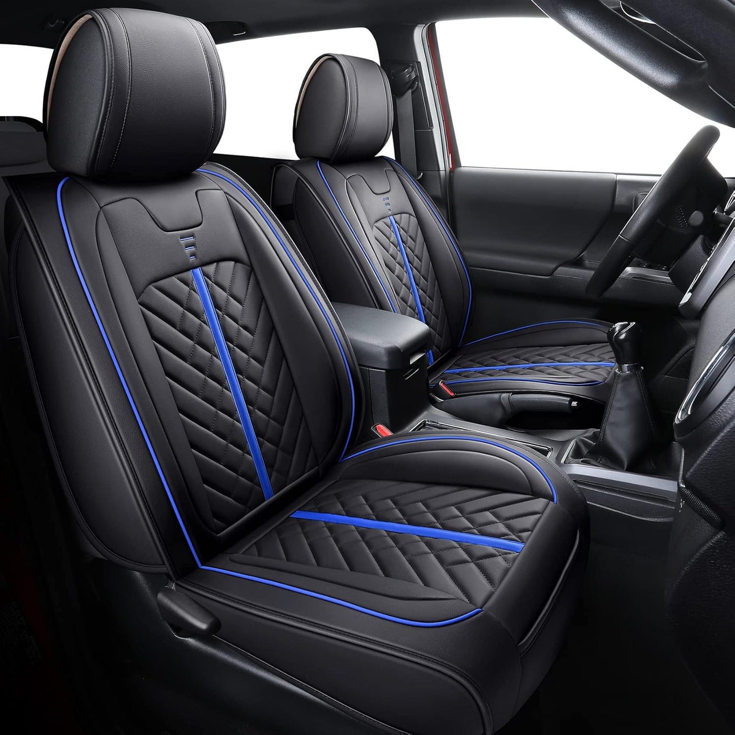 Tomatoman Toyota Tacoma Rear Seat Covers 2005-2024 2025 TRD Sport Off Road Limited SR5 V6 Crew Double Extended Cab Truck Airbag Compatible Back Car Cushions with Faux Leather(Rear Seat/Black-Red)
