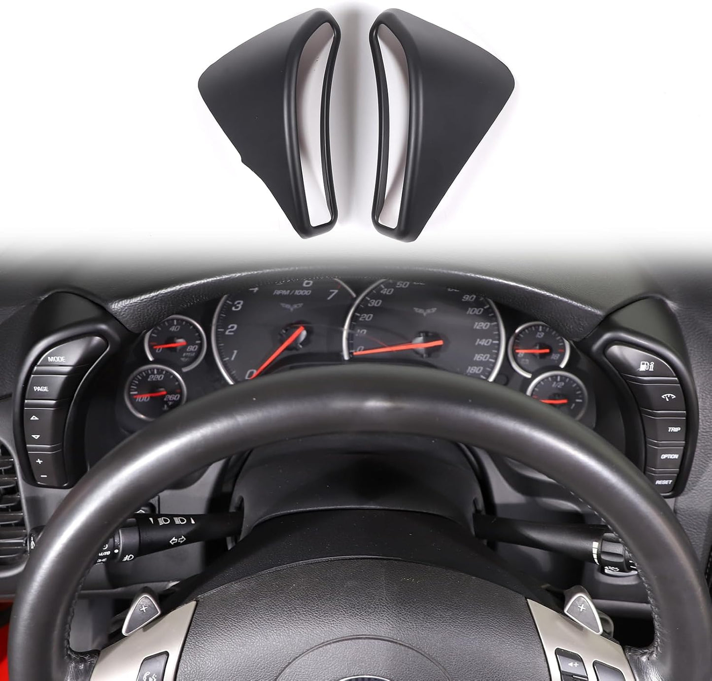 Dashboard Button Cover Trim Compatible with Chevy Corvette C6 2005-2013, Speedometer Bezel Cover Trim Frame Interior Accessories (Carbon Fiber Pattern)