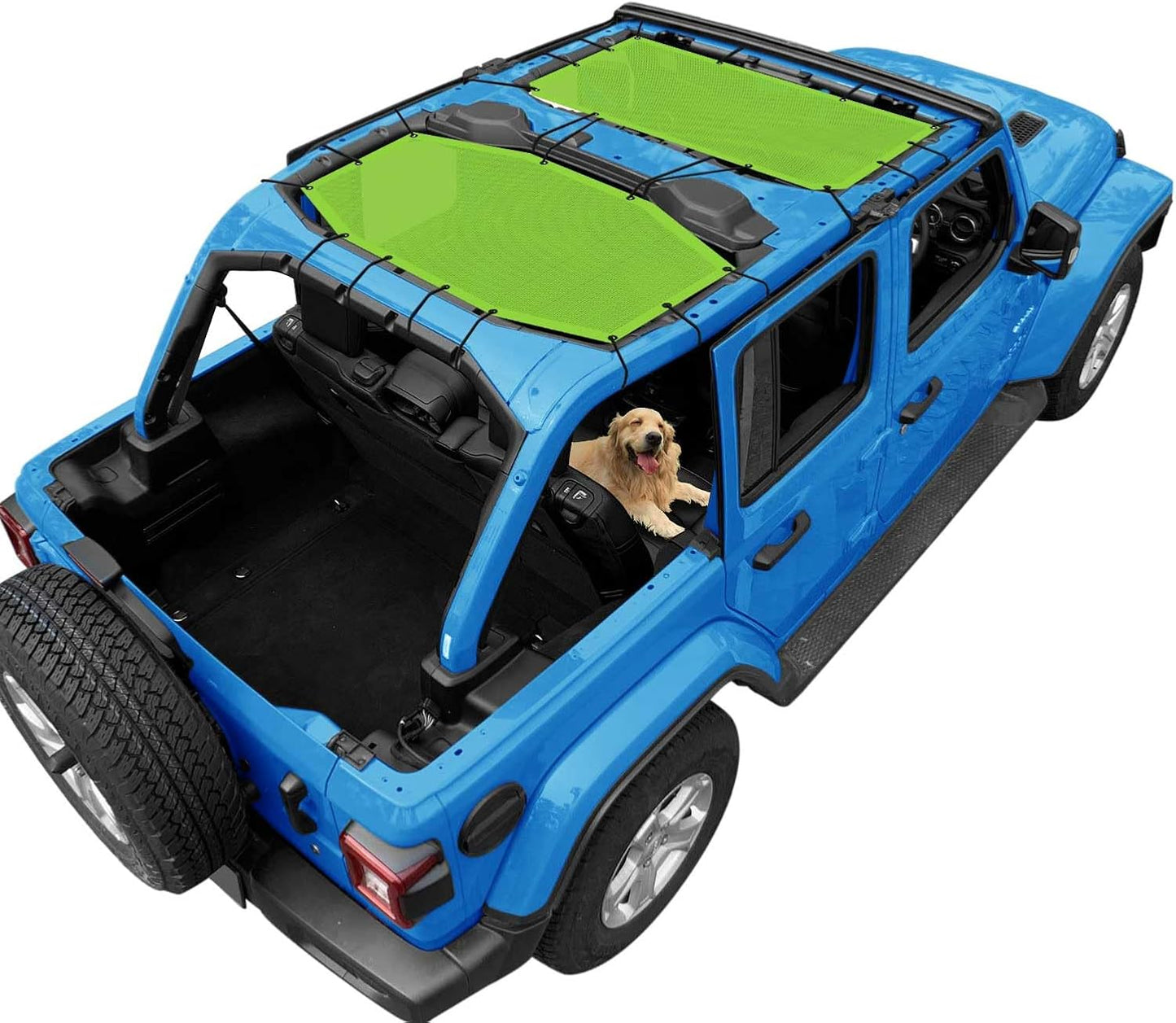 Coverspec JT Top Sun Shade Roof Compatible with Jeep Gladiator JT (2018-2023) 4 Door Jeep Sunshade Top Sunroof Bikini Cover- Blocks UV, Wind, Noise - Black Mesh for Full Length