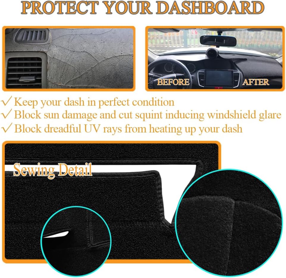 Yiz Dash Cover Dashboard Cover Mat Pad for Dodge Ram 2002 2003 2004 2005 (02-05 Black) Y22