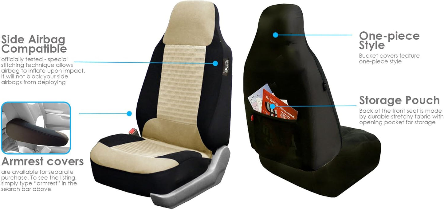 FH Group Trendy Corduroy Seat Covers Front Airbag Ready & 40/,60 50/50, 60/40 Split