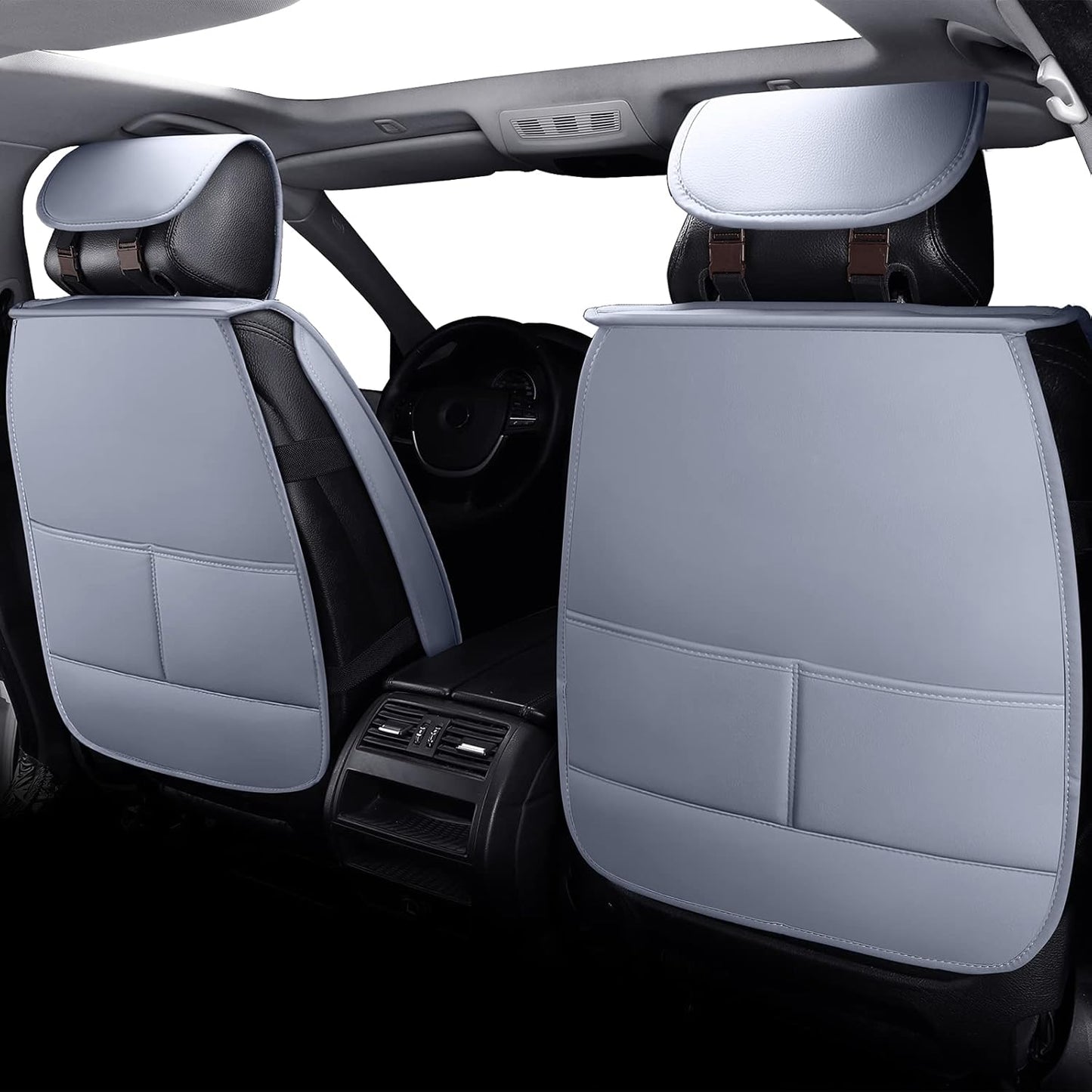 Coverado DJCP03 PVC Seat Covers (Gray, FrontPair)