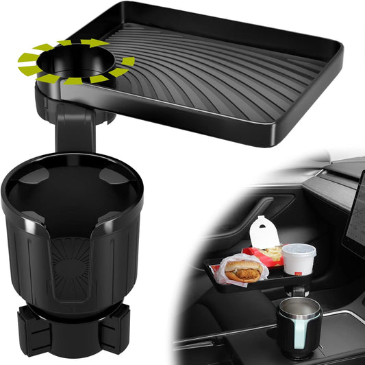 Upgraded Car Cup Holder Tray with Expandable Base Cup Holder Expander for car Compatible with Yeti 14/24/36/46oz Ramblers, Hydro Flasks 32/40oz, Other Large Bottles Mugs in 3.4"-4.0"