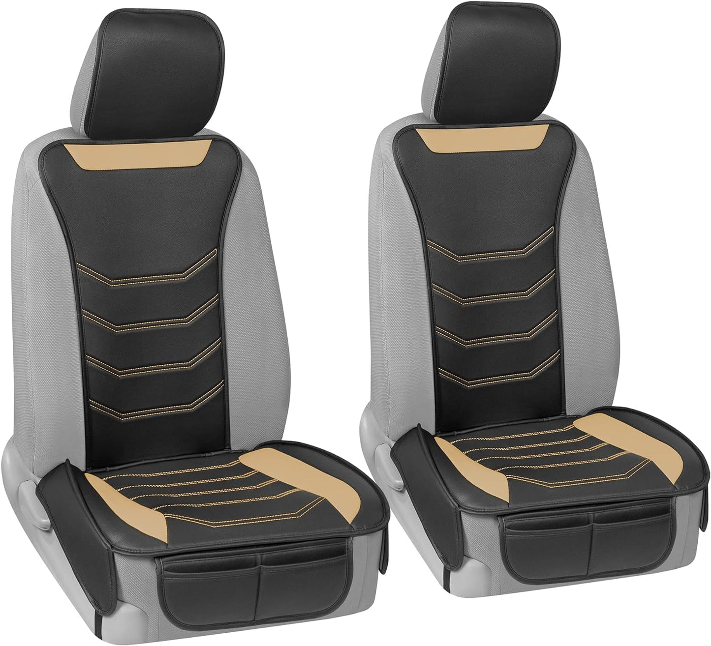 BDK Auto MTSC-9210-BG: Slim-Fit Pu Leather Seat Cushion/Beige