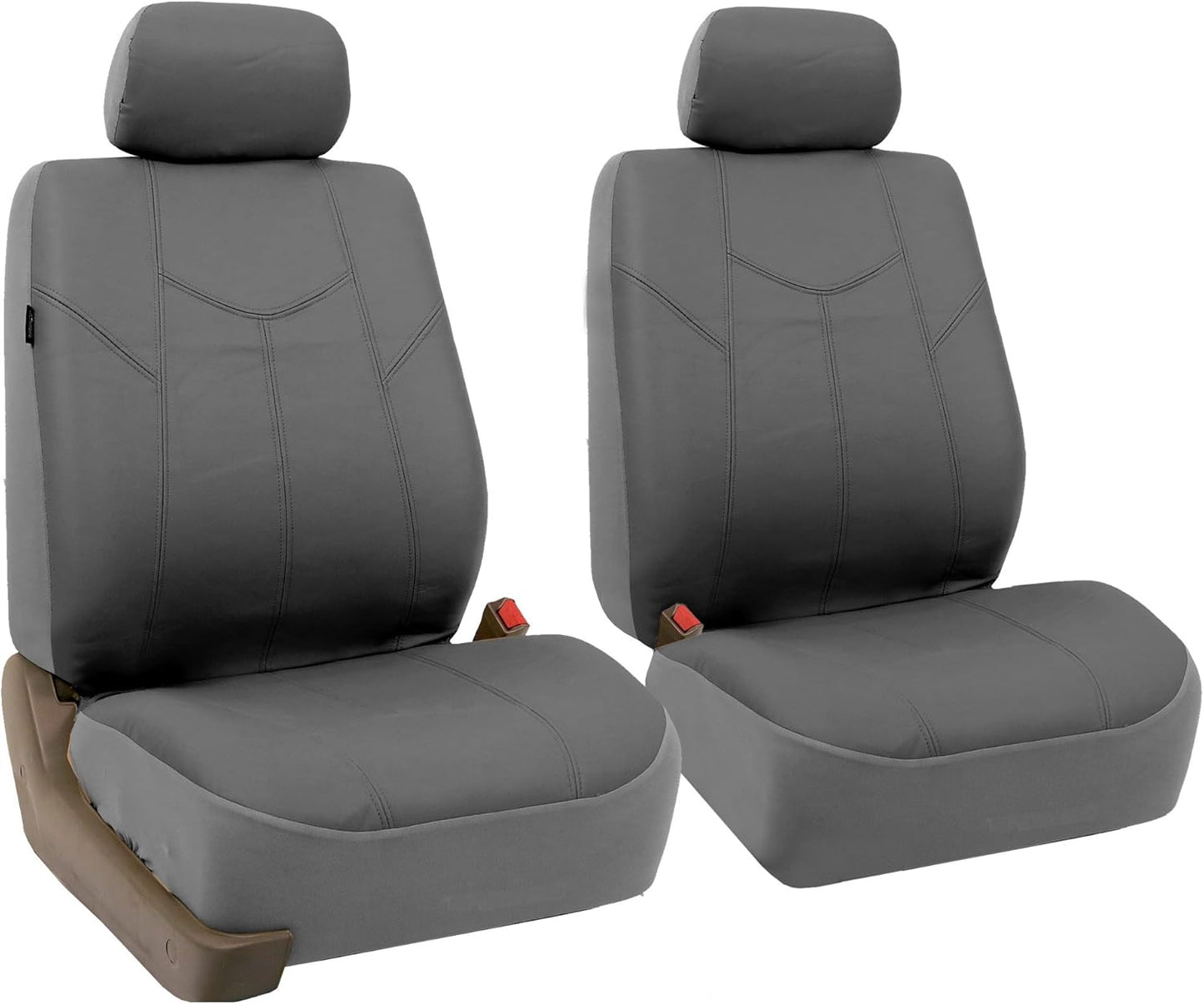 FH-PU009115 Rome PU Leather Seat Covers Airbag Ready & Rear Split Full Set Gray