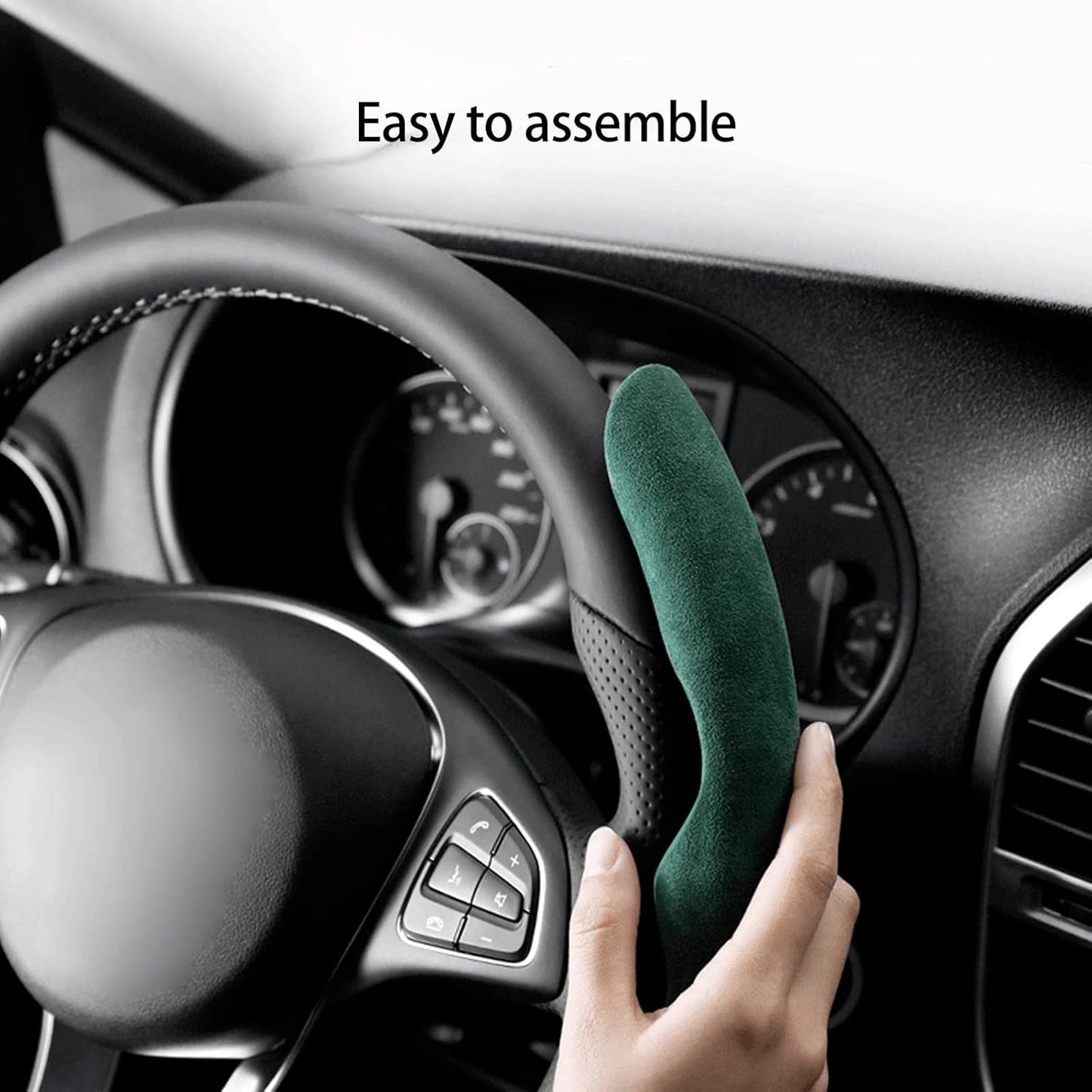 Alfanxi Car Accessories Alcantara Material Steering Wheel Cover&Door Panel&Key Covers&Holders Compatible with Tesla Model 3/Y/S (A3:Segmented Steering Wheel Cover)