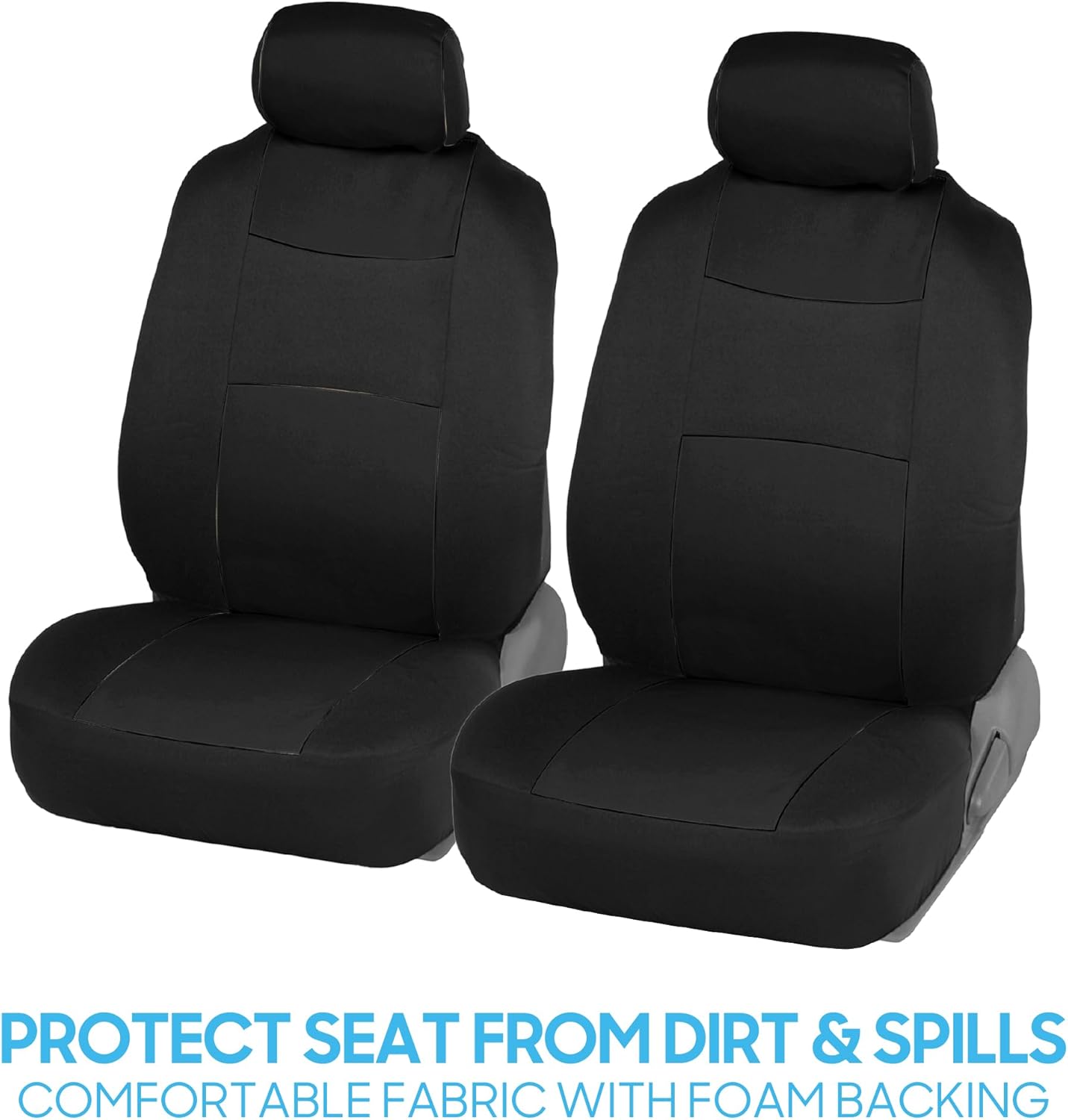 BDK PolyPro Black Car Seat Covers Full Set with Matching Carpet Floor Mats - Automotive Seat Covers for Cars Trucks SUV - Includes Split Bench Rear Seat Cover - Interior Car Accessories
