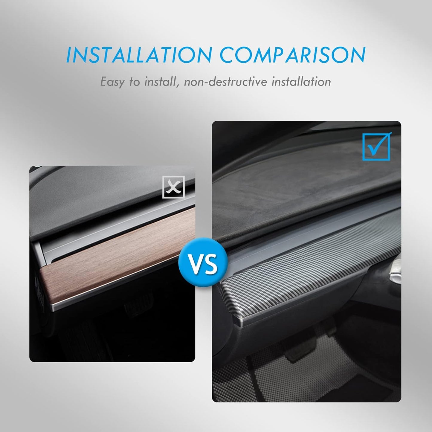 Carbon Fiber Model Dashboard Cover for Tesla Model Y 2020 2021 2022 2023, Car Center Console Panel Sticker Interior Accessories for Tesla Model 3 2020-2023 (Matte) - Not for 2024 2025 New Model