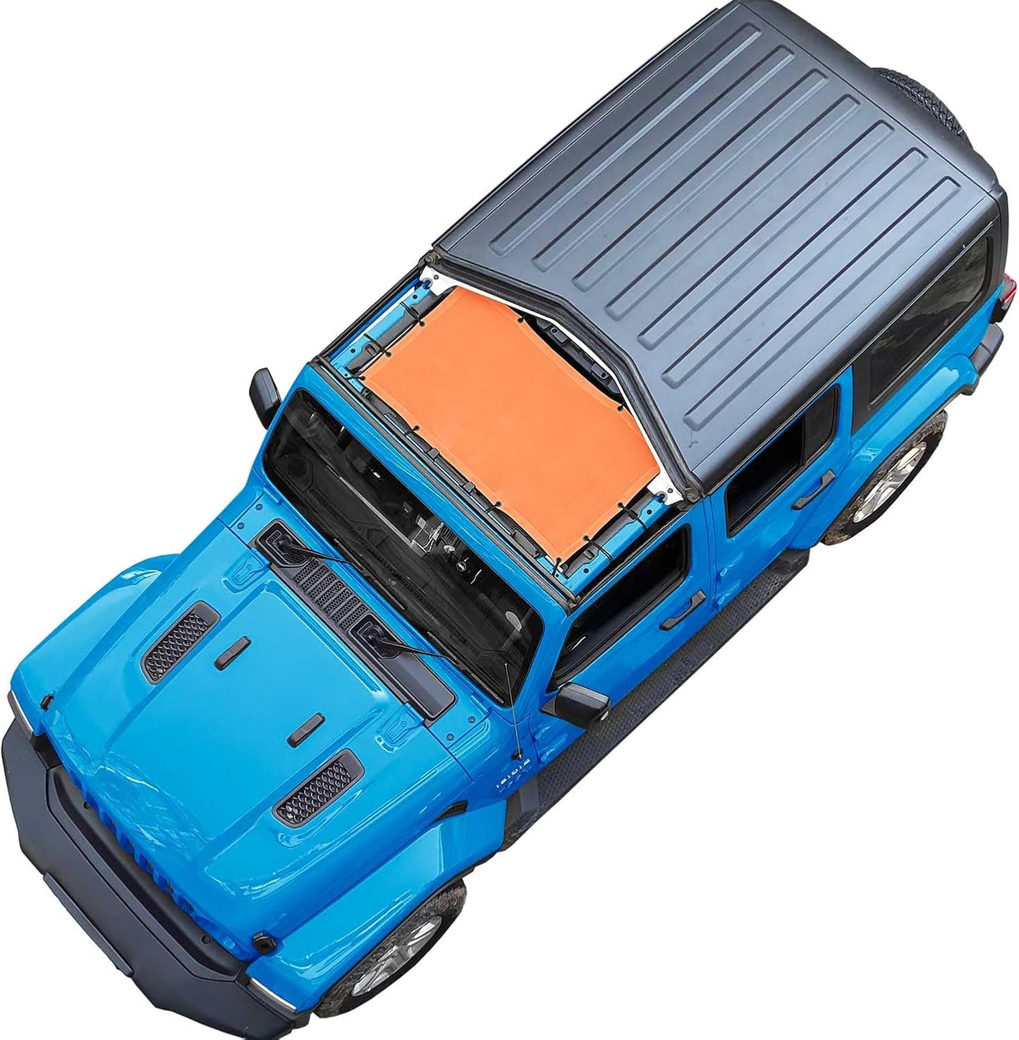Coverspec JT Top Sun Shade Roof Compatible with Jeep Gladiator JT (2018-2023) 4 Door Jeep Sunshade Top Sunroof Bikini Cover- Blocks UV, Wind, Noise - Black Mesh for Full Length