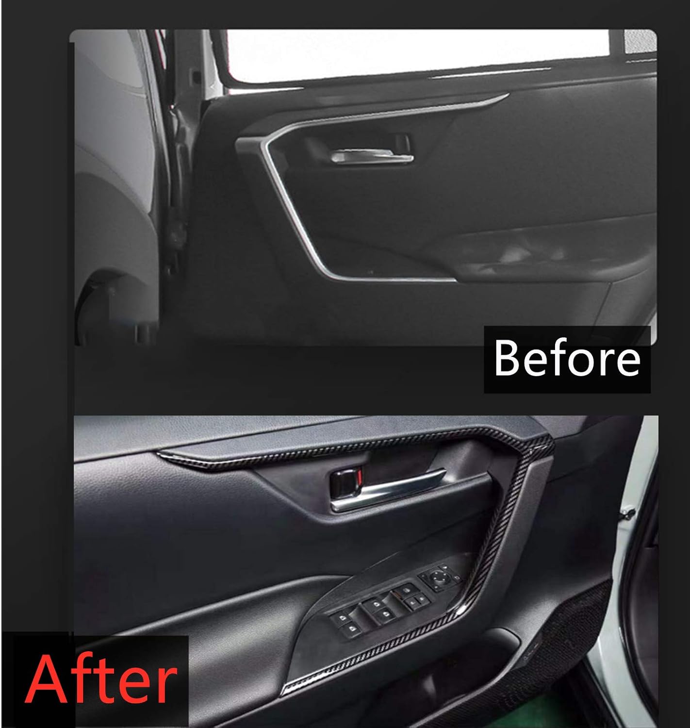 for RAV4 RAV 4 2019 2020 2021 2022 2023 2024 Car Door Lift Armrest Strip Side Door Handle Handles Cover Trim Interior Accessories Carbon Grain