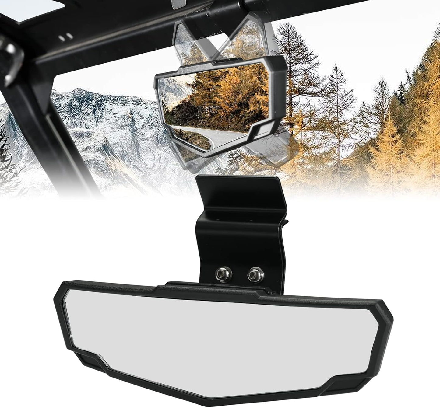 A & UTV PRO Rear View Mirror Compatible with Can Am Defender, Defender Max, UTV Adjustable Center Convex Rearview Side Mirror Accessories, Fit Your Flip,Full Windshield