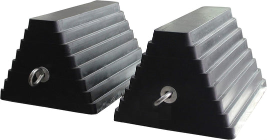 MAXXHAUL 80681 Solid Rubber Heavy Duty Wheel Chock with Eyebolt, 2 Pack, MaxxHaul 80681-10" x 8" x 6"