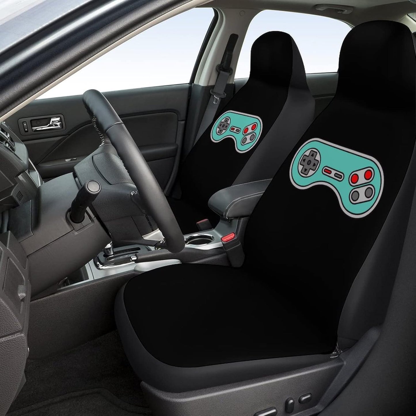 Retro Video Game Controller Car Seat Cover Cute Front Seats Protector Covers Interior Accessories Universal Fits Most Cars 2PCS
