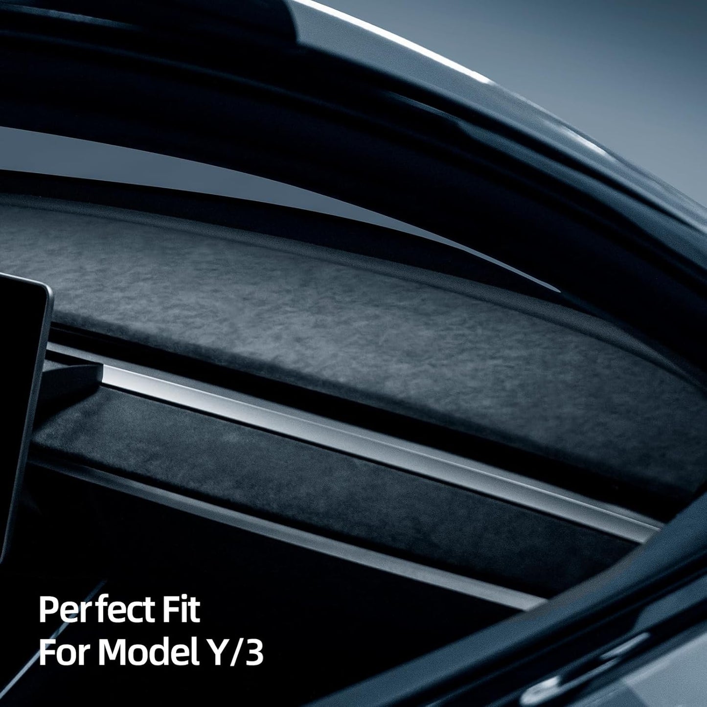 Alfanxi Dashboard Cover Italy Alcantara Material Wrap Pad Compatible with Tesla Model Y Model 3 (9002 Black)
