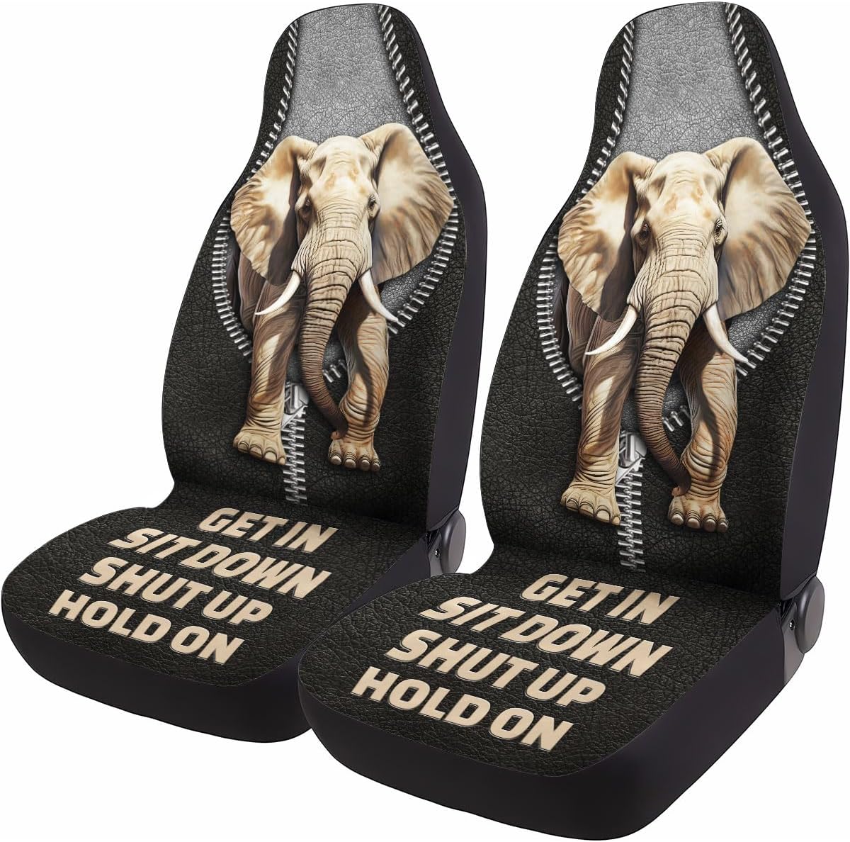 GENANY Cool Gray Wolf Howling Pattern 2 Front Car Seat Covers for Car Truck Sedan SUV, Durable Automotive Seat Covers, Breathable Bucket Seat Covers, Protective Interior Accessory