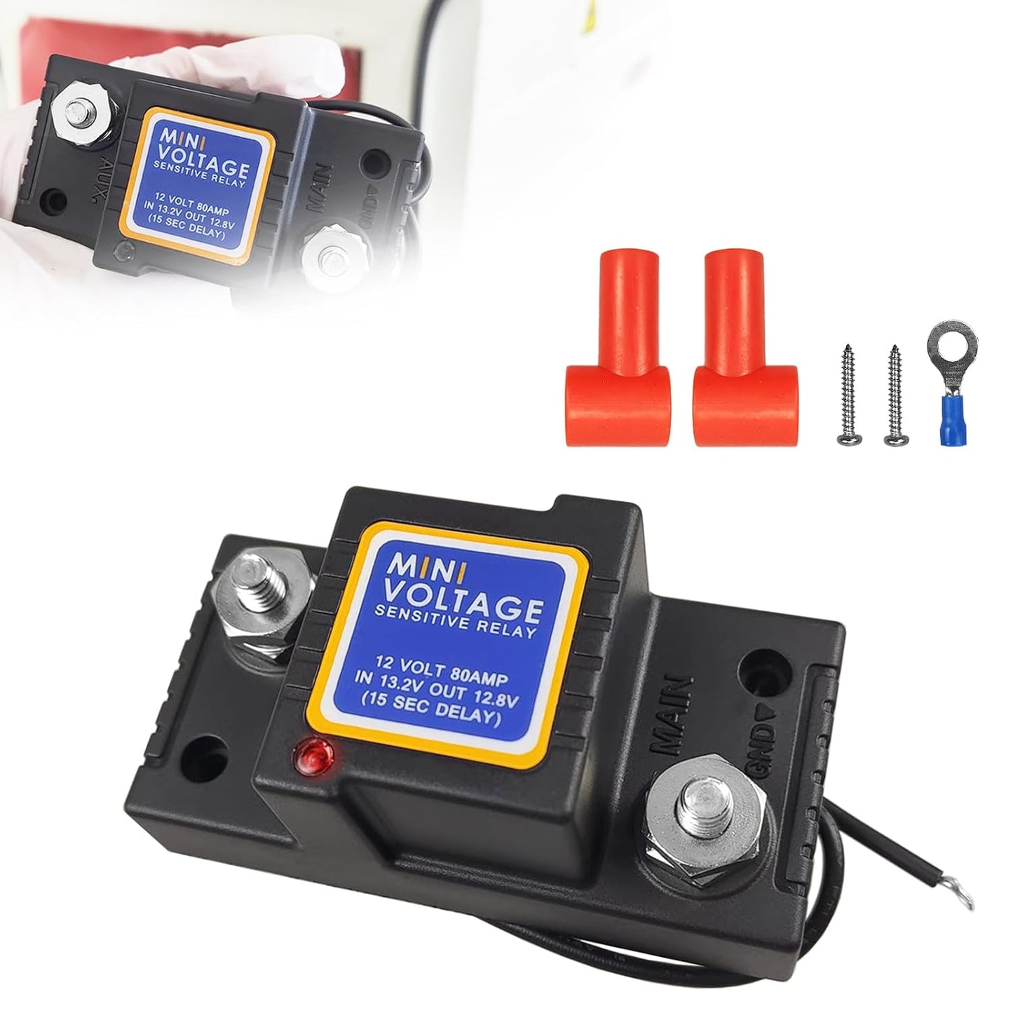 6M Dual Battery Isolator Kit 12V 140Amp, Voltage Sensitive Relay VSR,Compatible with RV Marine Car Vehicles Truck Caravan Off-Road Camper Yacht, Not Fit for Lithium Batteries