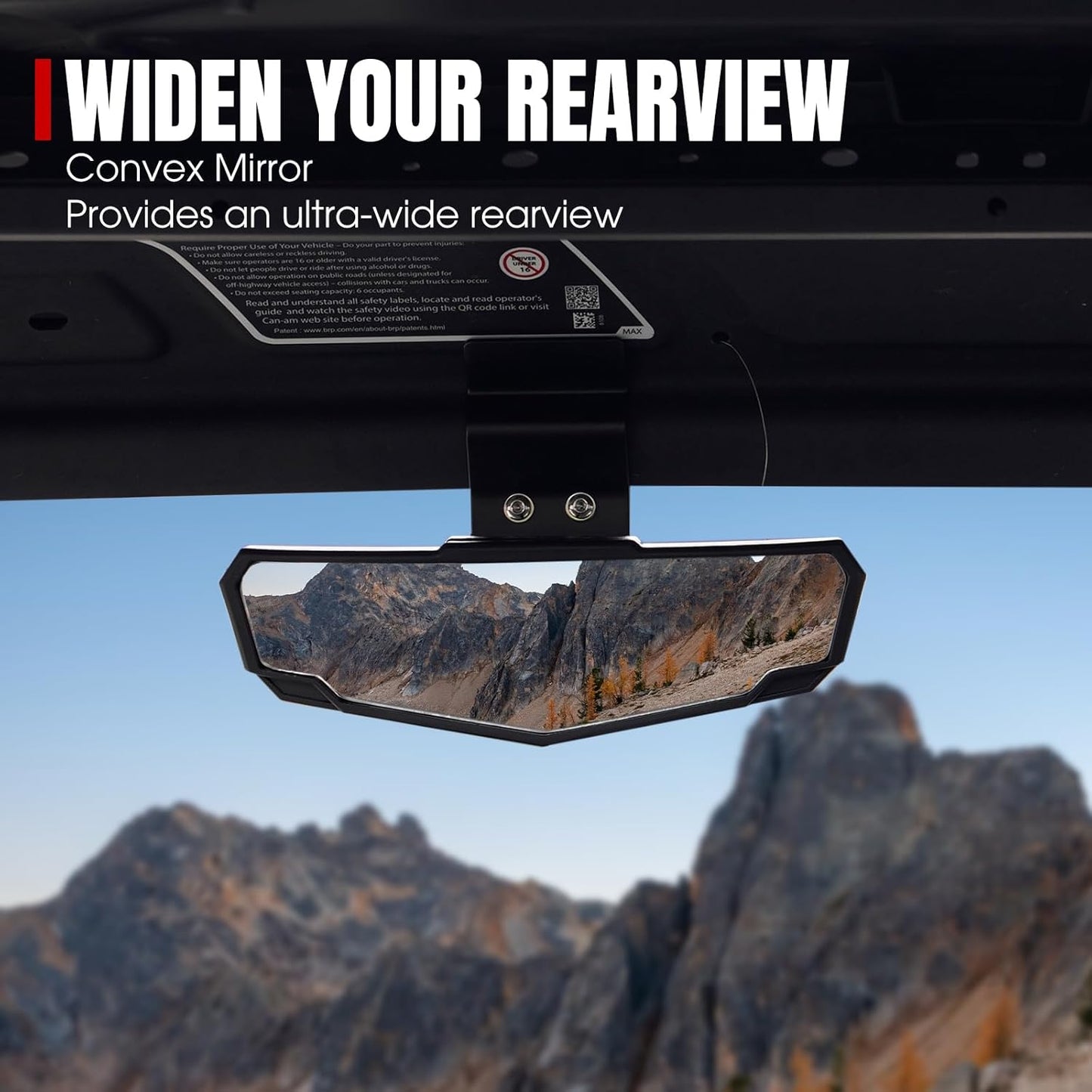 A & UTV PRO Rear View Mirror for Polaris Ranger/Can Am Defender, Center Convex Rearview Mirror for 2015-2024 Polaris Ranger XP 1000 570 XP 900, 2017-2024 Can Am Defender Accessories, 1PC