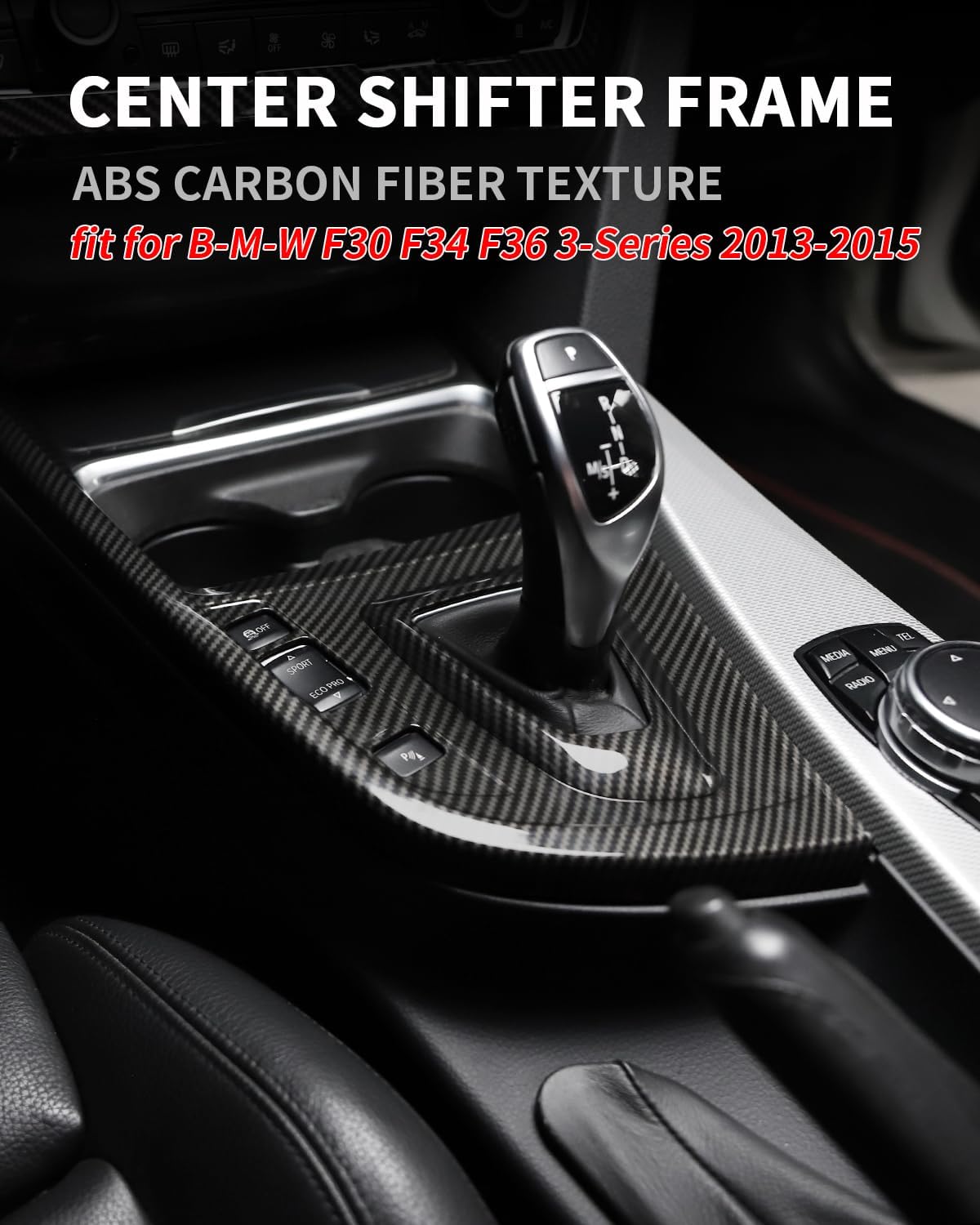 ABS Carbon Fiber Look Gear Shift Panel Cover for BMW 3 Series F30 F31 F34 & 4 Series F32 F33 F36 (2013–2015) – Interior Trim for 320i 328i 335i 428i 435i