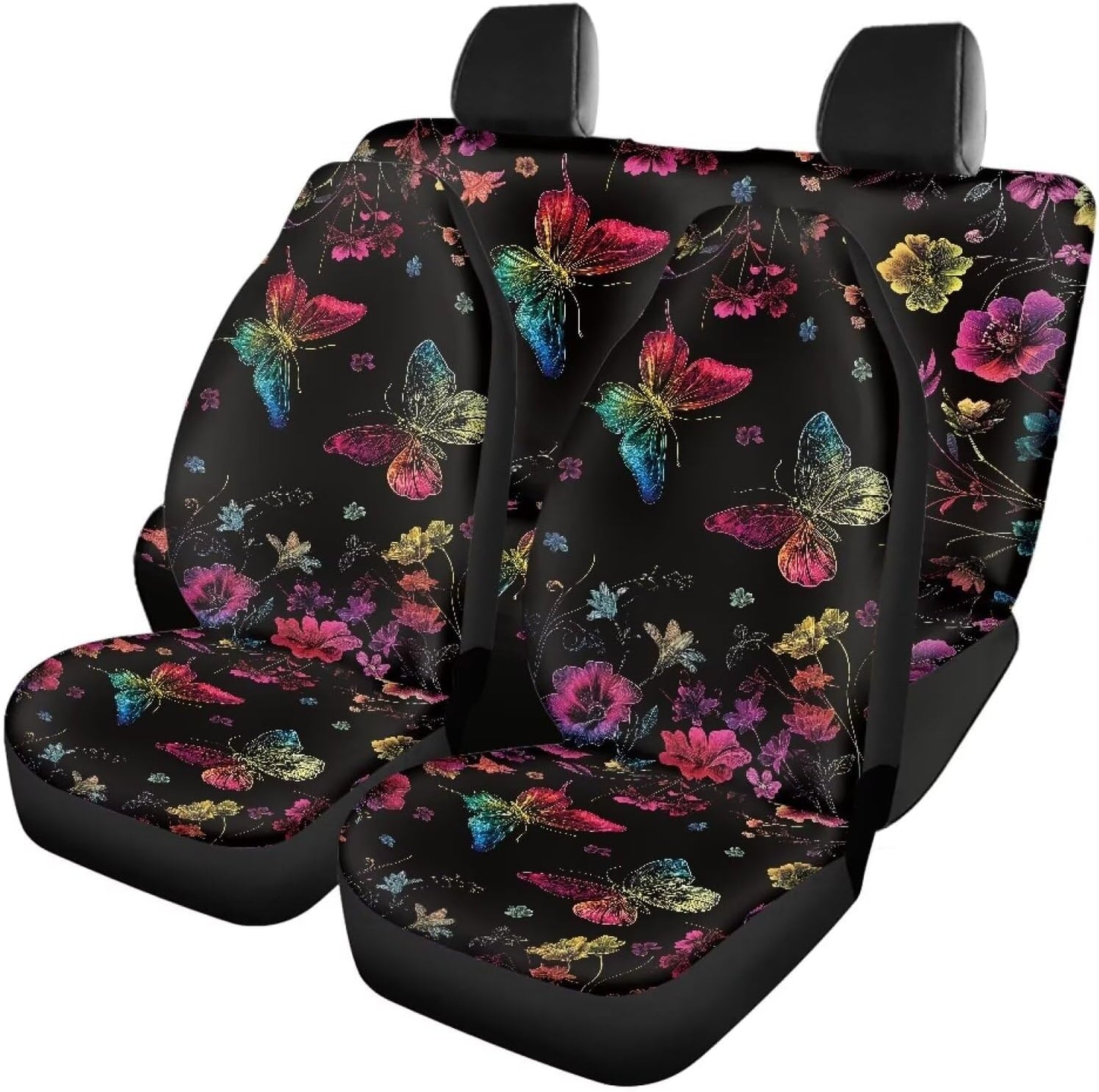 AFPANQZ Oriental Dragon Print Car Seat Covers Full Set for Back Seat Front Seats Universal Fit Most Cars SUVs Trucks Vans Comfortable Auto Seat Protection Full Set for Women Men Black Red