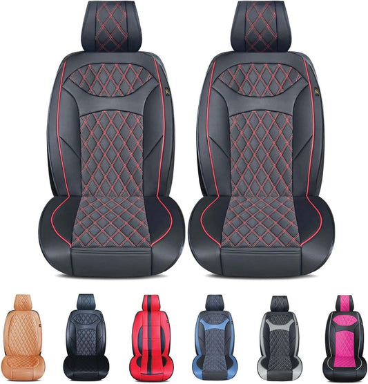ZACKAUTO - 2 Pair Luxury PU Leather Car Seat Covers Protectors for Front Seat, Compatible with 90% Vehicles (Sedan SUV Truck Van) Front Seat, Black/Red
