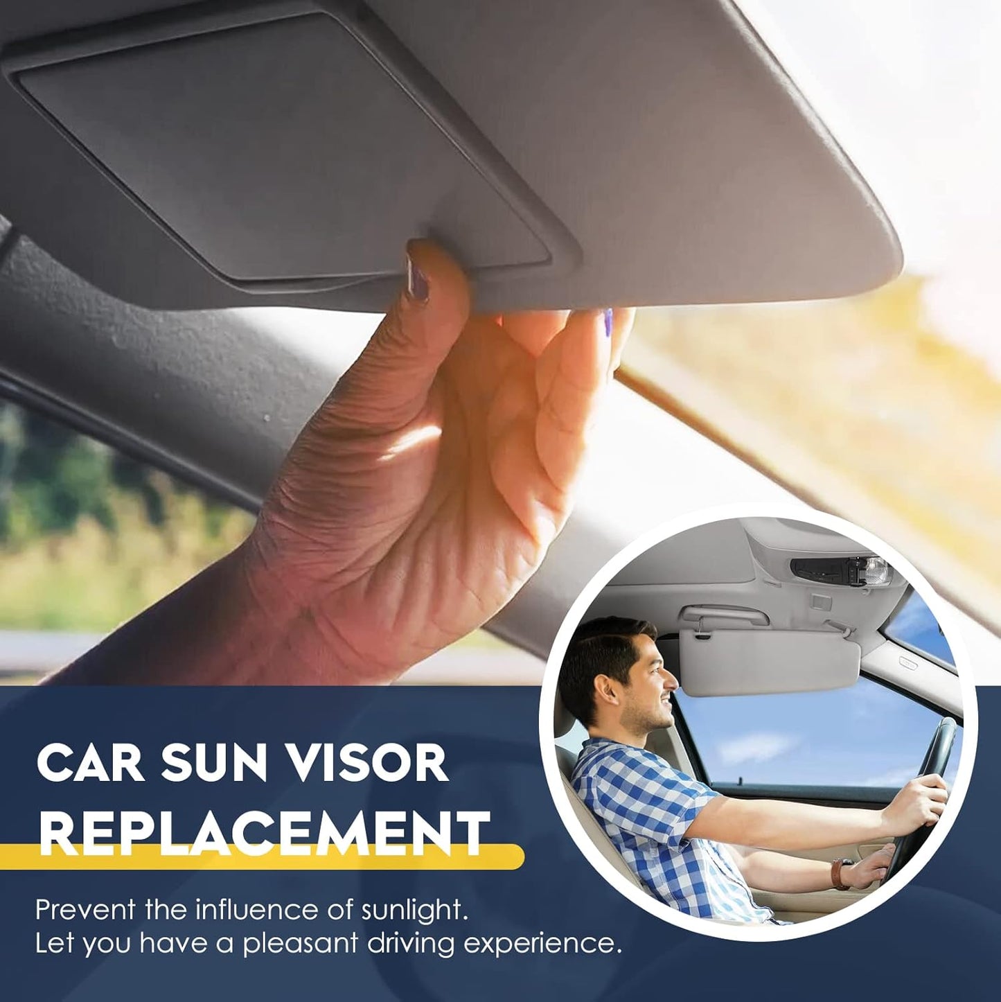 2Pcs Driver & Passenger Side Sun Visor Without Light Fit for Hyundai Elantra 2011 2012 2013 2014 2015, Replace for 852103X000TX, 852203X000TX Gray