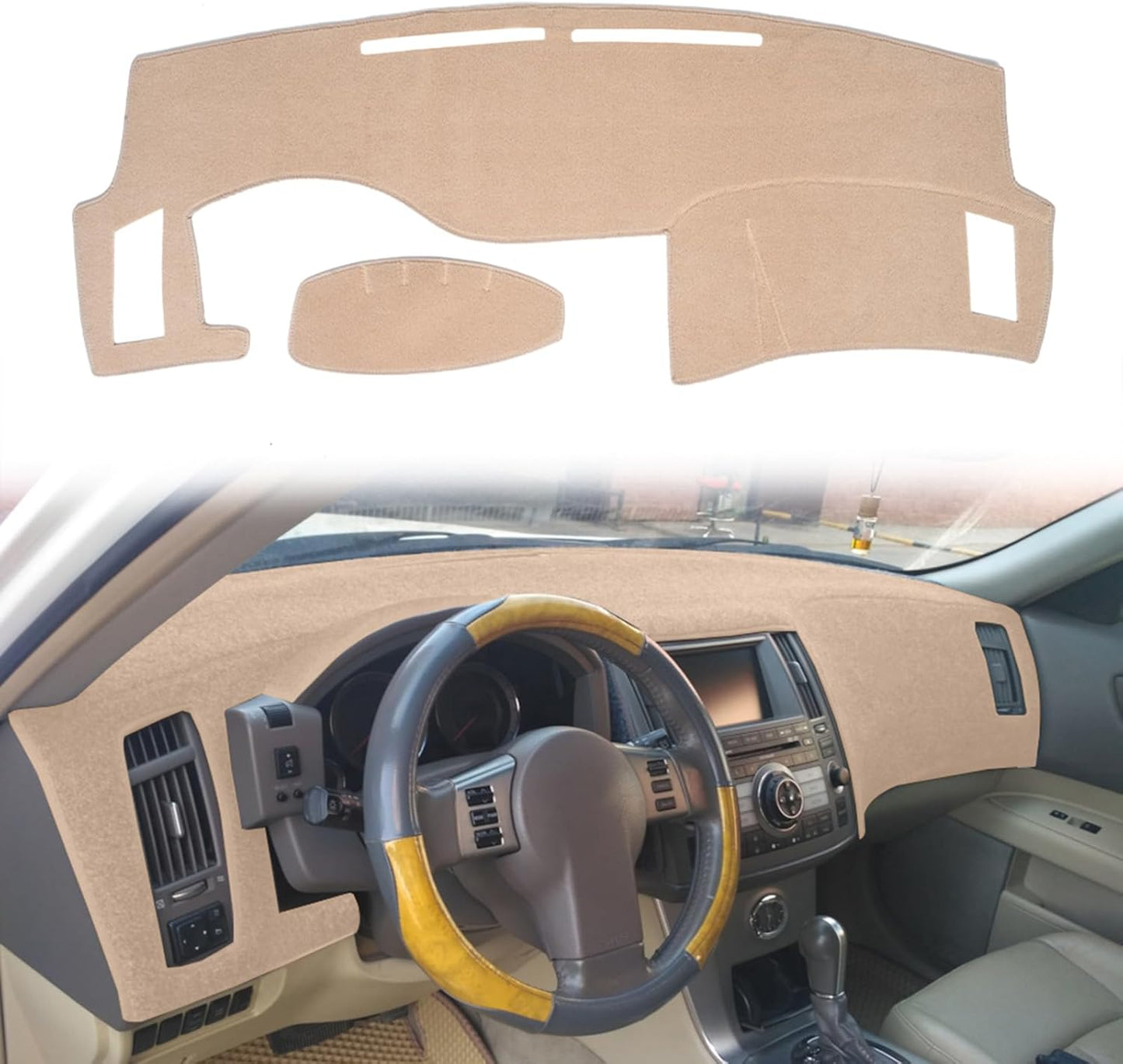 puxhig Dash Cover Custom Fit for Infiniti FX35 FX45 2003 2004 2005 2006 2007 2008,Dashboard Cover Mat Pad (Beige)