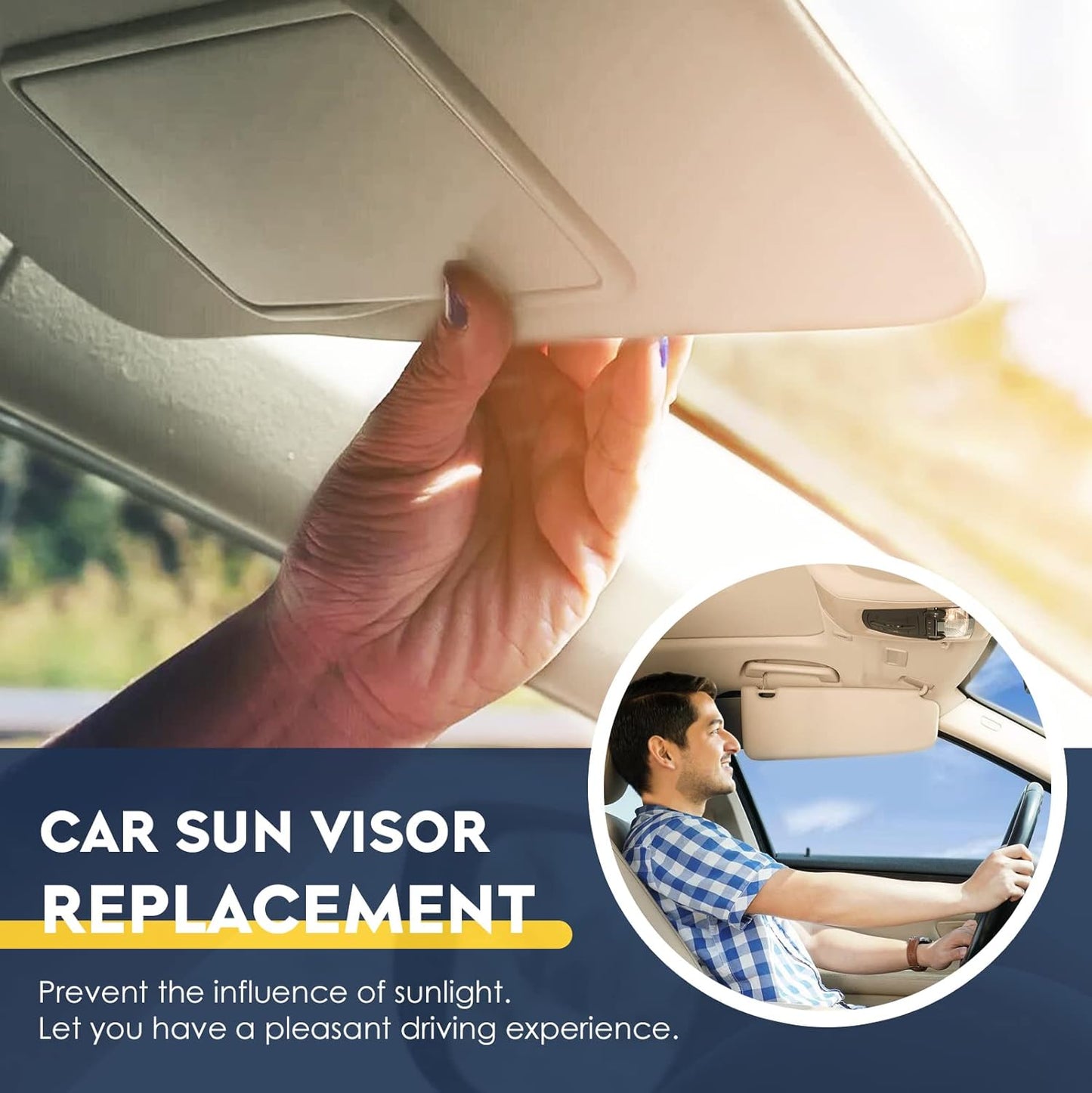 2Pcs Driver & Passenger Sun Visor Fit for Toyota RAV4 (Roof with Light) 2006 2007 2008 2009 2010 2011 2012 2013, Replace for 74320-42501-B2, 74310-42452-B2, Beige