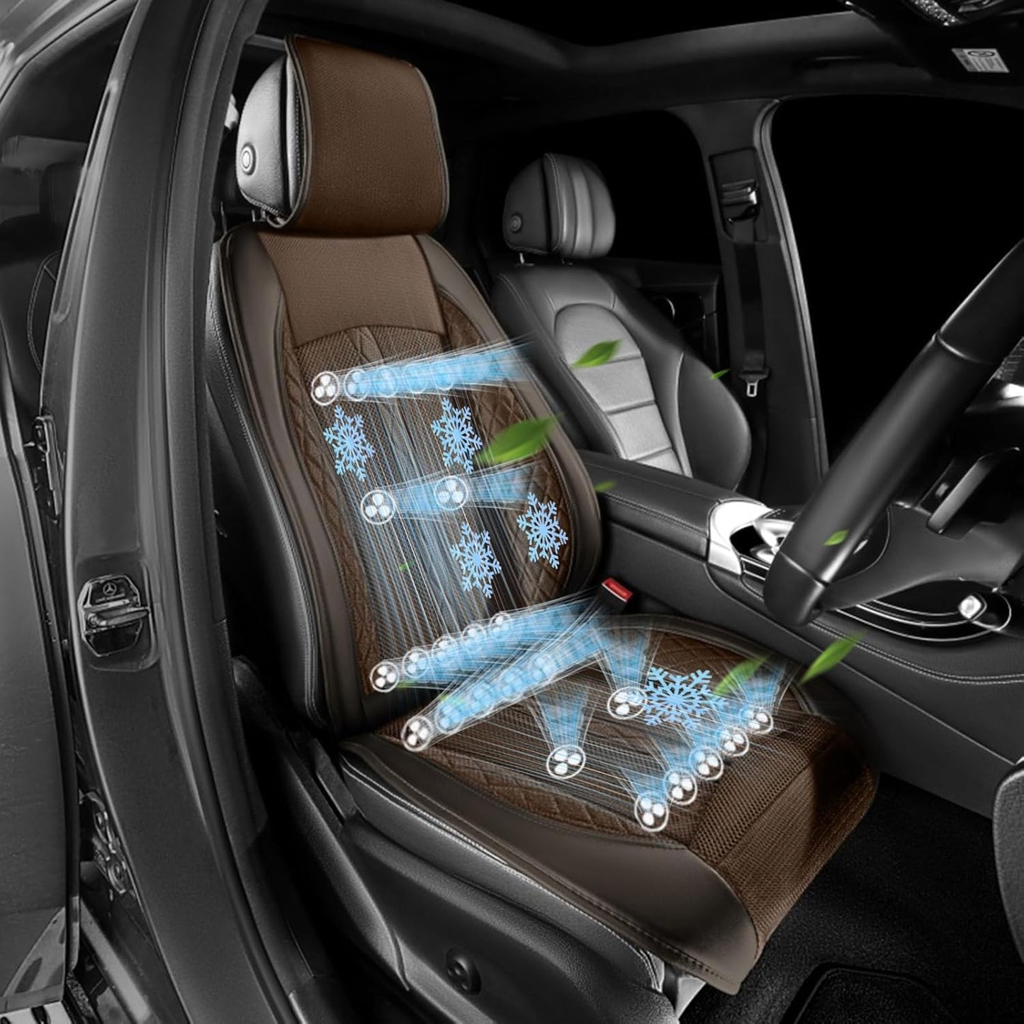 Cooling Car Seat,Car Fan Seat,12/24V System Cooling Car Seat Cushion 24 Fans 3 Cooling Speeds Anti-Sweat Universal Car Seat Covers for Summer Driving,Beige,car