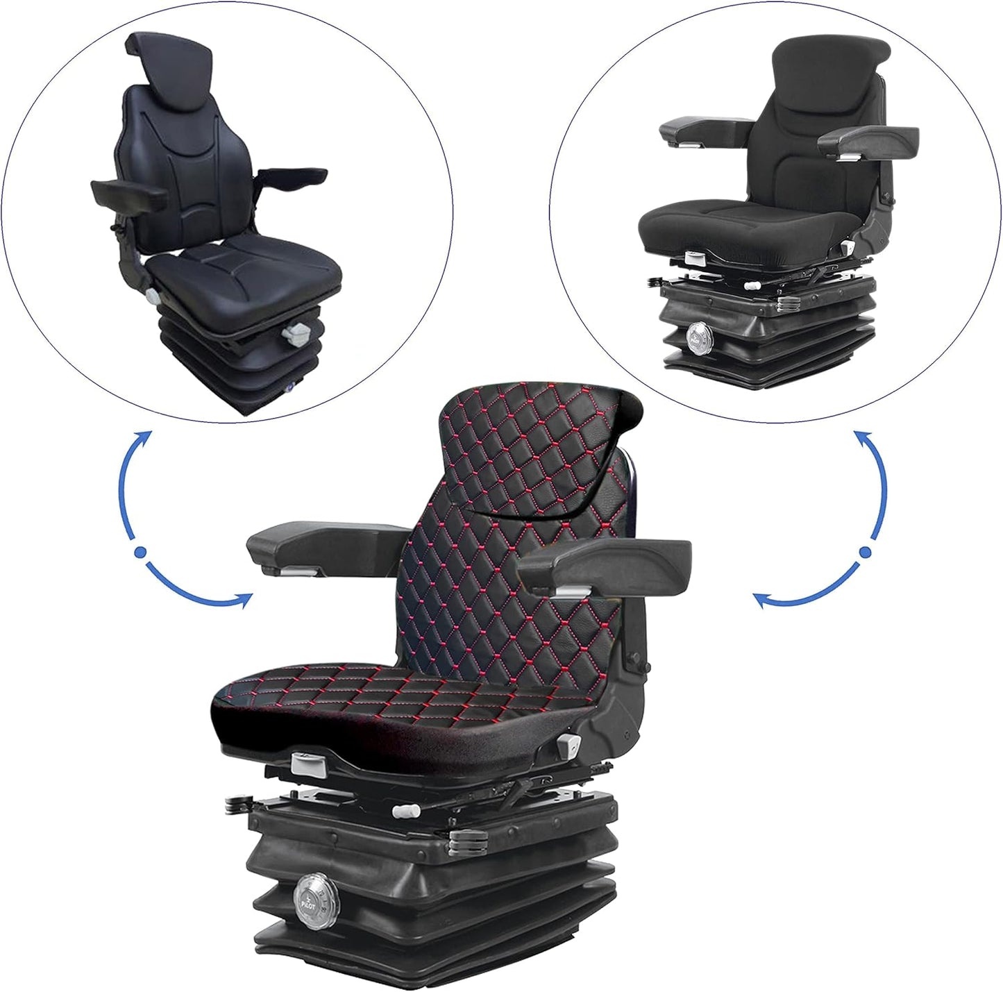 Binbir Trend Heavy Duty Universal Tractor Seat Cover for Cabinet Tractors with Headrest, Forklift Seat Cover - Kapitone Black C3T-101…