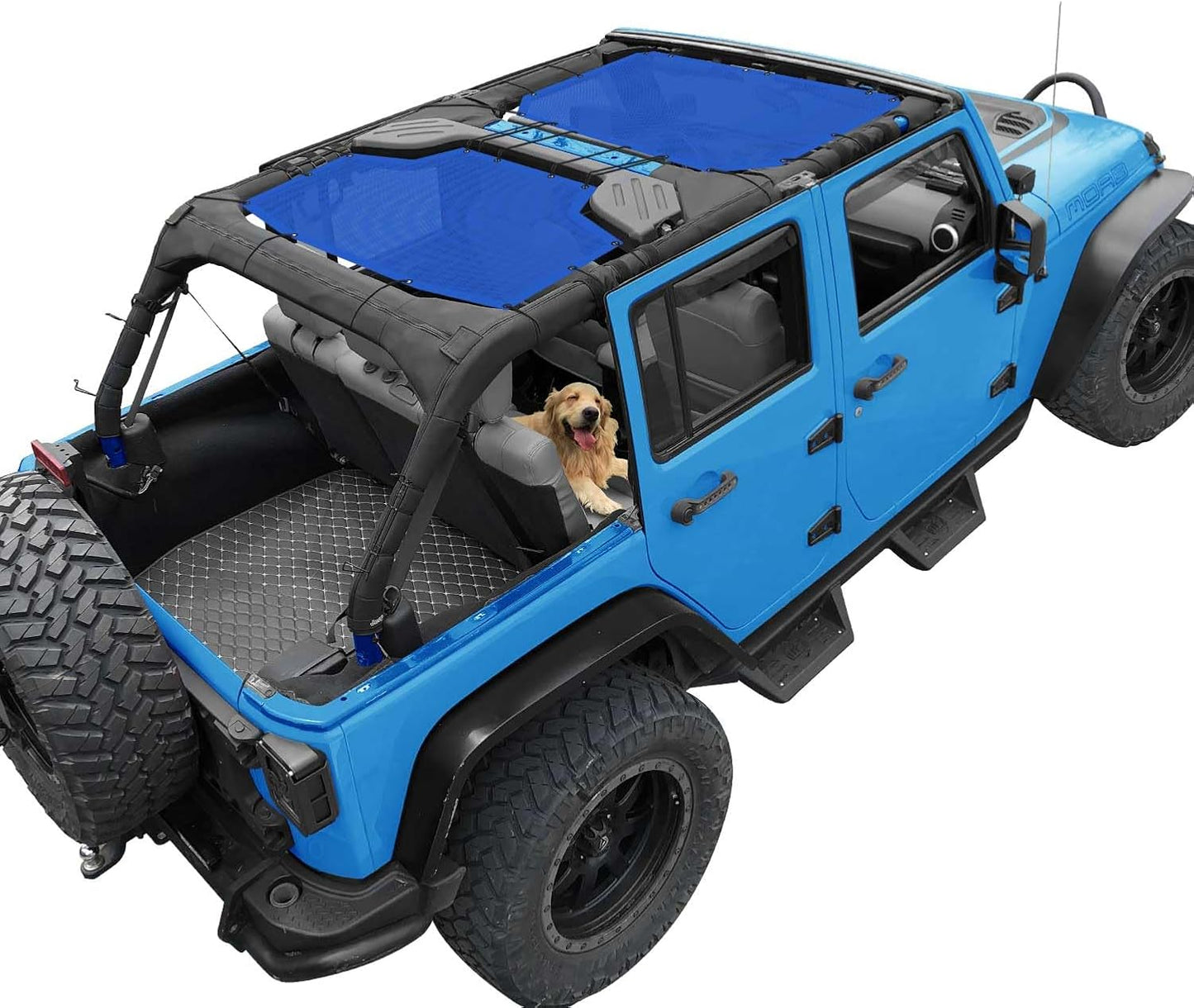 Coverspec JT Top Sun Shade Roof Compatible with Jeep Gladiator JT (2018-2023) 4 Door Jeep Sunshade Top Sunroof Bikini Cover- Blocks UV, Wind, Noise - Black Mesh for Full Length