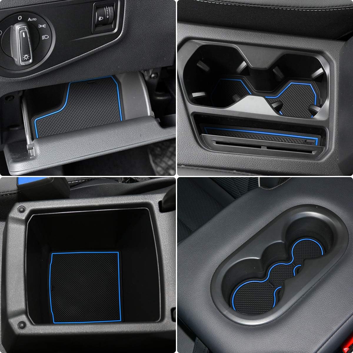 Auovo Anti Dust Mats for Volkswagen VW Tiguan Accessories 2024 2023 2022 2021 2020 2019 2018 Custom Cup Holder Door Center Console Liners Inserts for VW Tiguan (19pcs/Set) (White Trim)