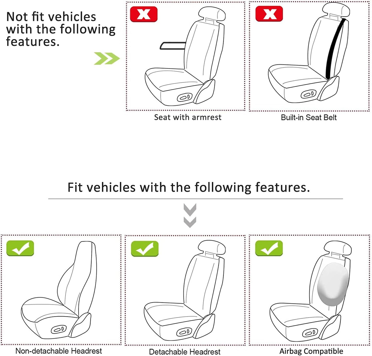 GIANT PANDA High Back Car Seat Covers Leather Universal Fit Most Car, Pickup, SUV, and Minivan, PU and Fabric Stitching Seat Covers, Airbag Compatible (Black + Beige)