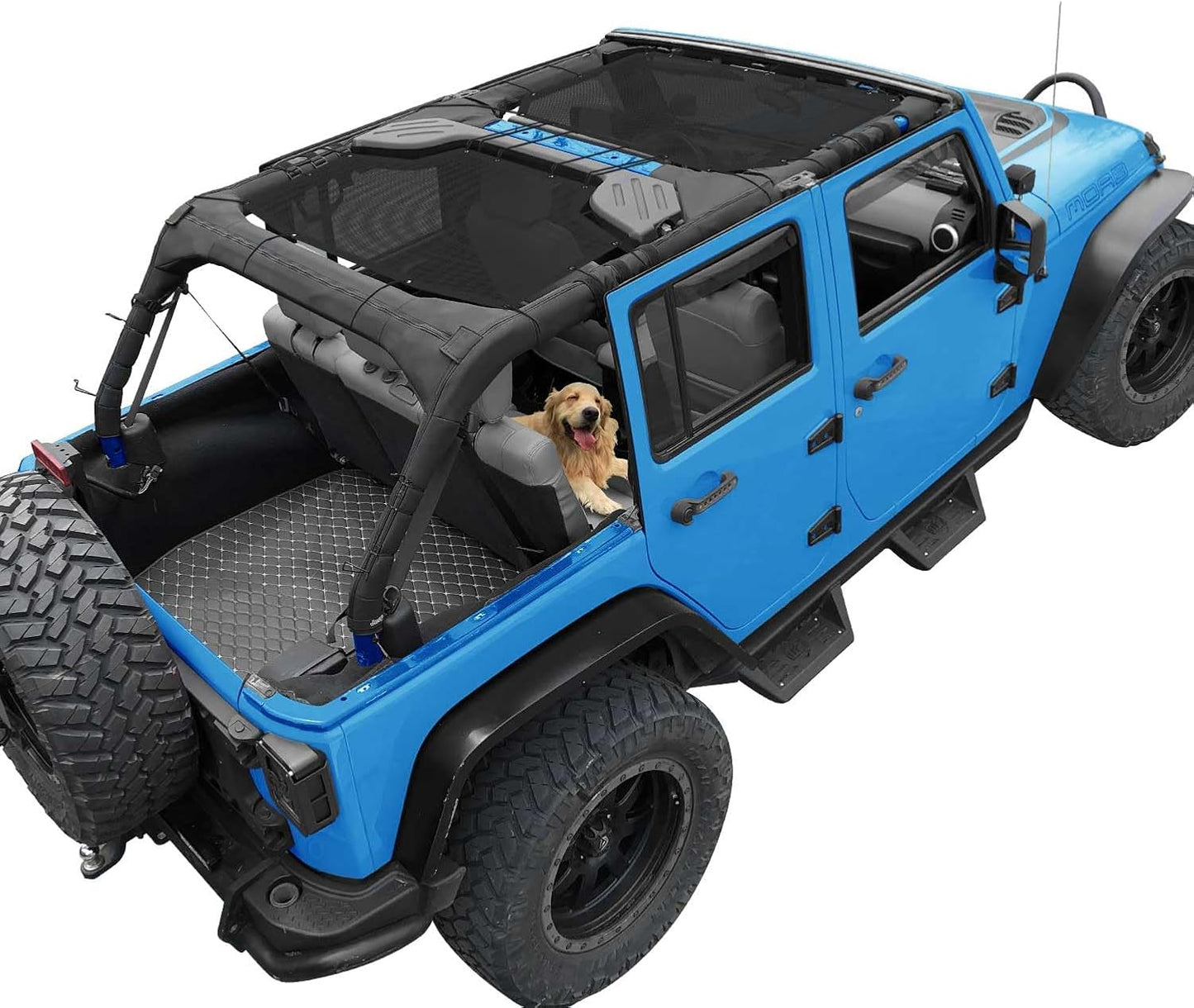 Coverspec JT Top Sun Shade Roof Compatible with Jeep Gladiator JT (2018-2023) 4 Door Jeep Sunshade Top Sunroof Bikini Cover- Blocks UV, Wind, Noise - Black Mesh for Full Length