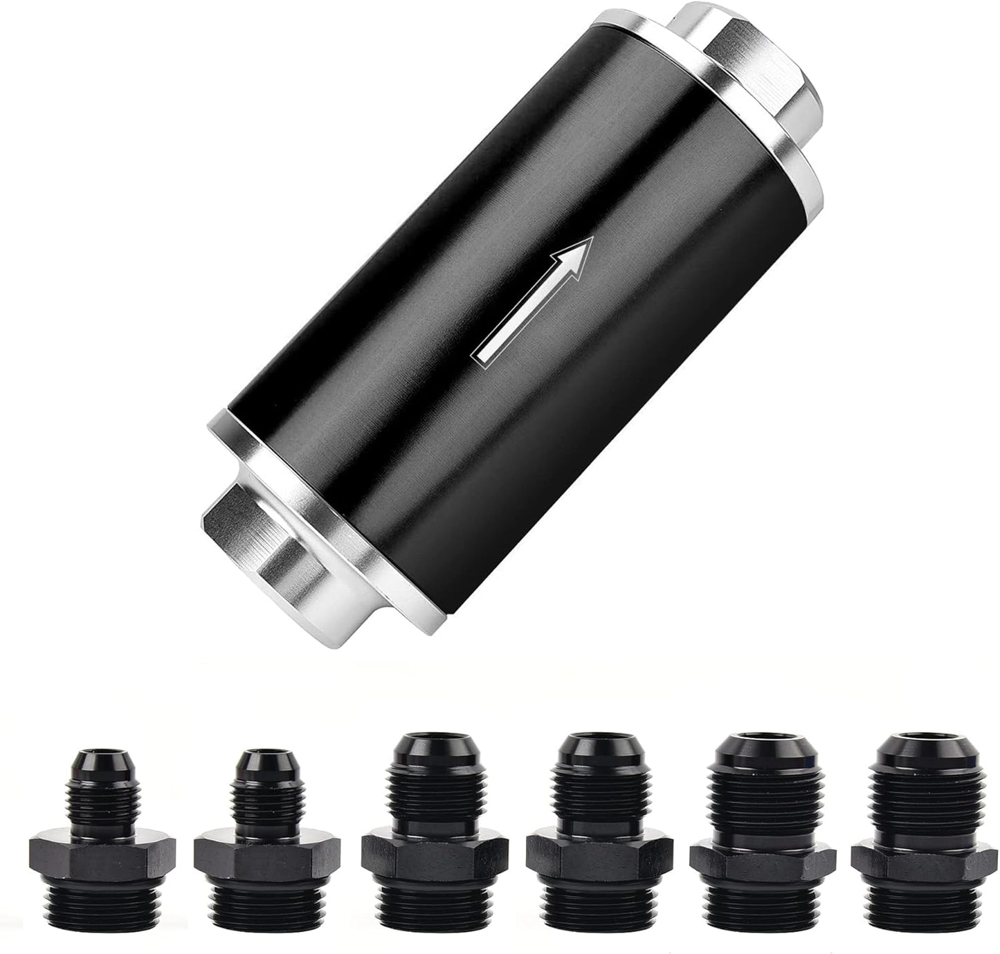 EVIL ENERGY 30 Micron Inline Fuel Filter with 6AN 8AN 10AN Adapter Universal 58MM
