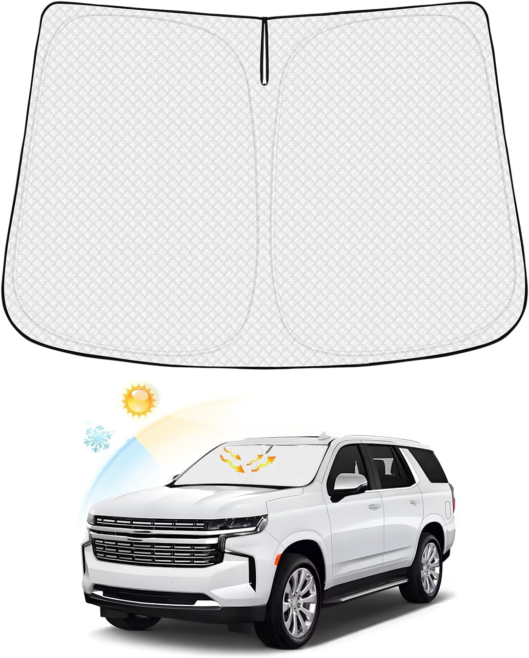 Canvcle Windshield Sun Shade for 2022-2024 2025 Kia Carnival Accessories Thicken 6-Layer Front Window Sunshade Cover Sun Visor Protector Foldable Block UV Rays Keep Vehicle Cool