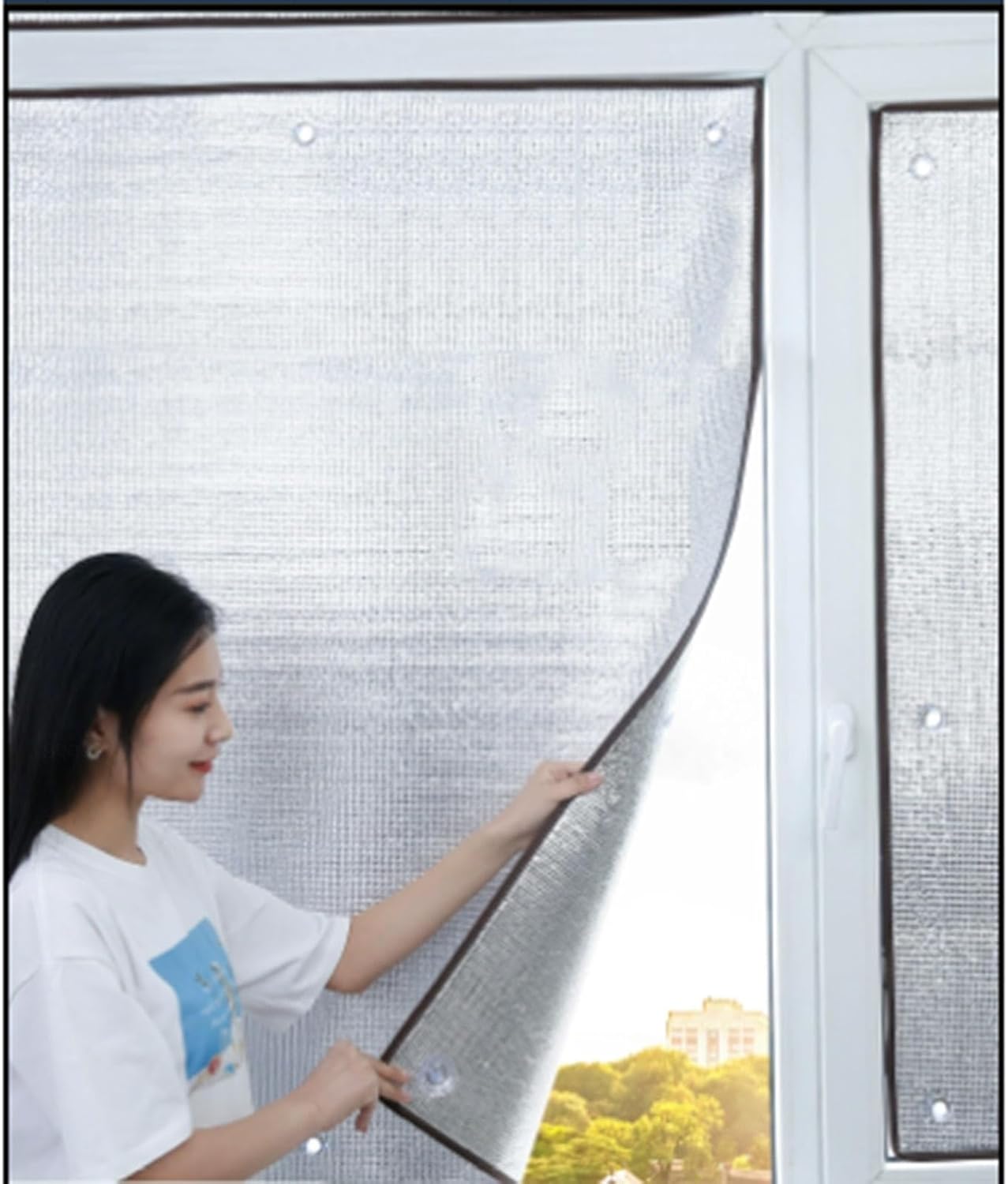 Aluminium Foil Window Film Thermal Insulation Foil, Heat Reflective Window Film, Home Sun Protection Privacy Film, Total Blackout Window Tint Film, Balcony Sun Visor,WxH-160x300cm/63 * 118in