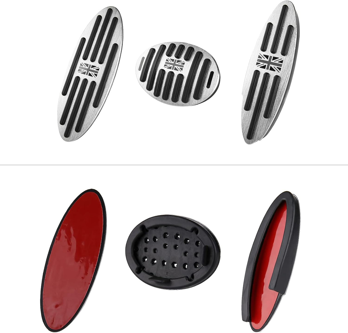 WEYWU 3pcs for Mini Cooper Car Interior Accessories Aluminum Auto Foot Pedal Covers Brake Accelarator Rest Pedal Pads for 2/4 Doors Countryman Clubman Convertible Paceman -Gray Flag
