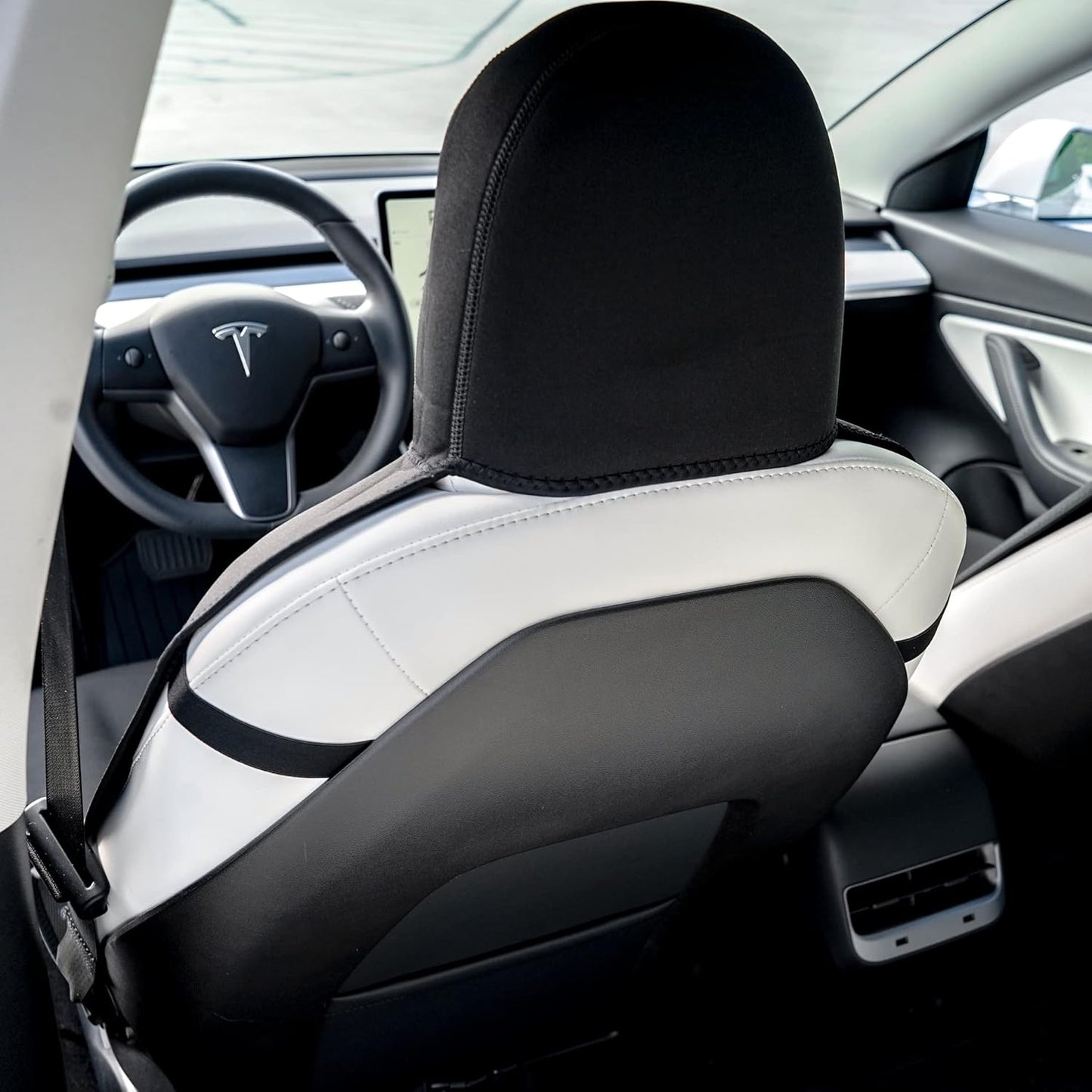 EVNV Tesla Model 3 Seat Cover 2023 - Neoprene Tesla Seat Covers Fit 2018-2024 Model 3, Waterproof Seat Protector, 1 Black Front Seat Cover
